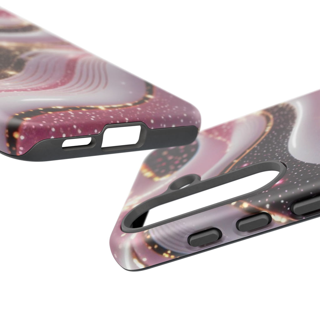 Sparkling Pink Wave Phone Case — Glitter Marble Protective Cover