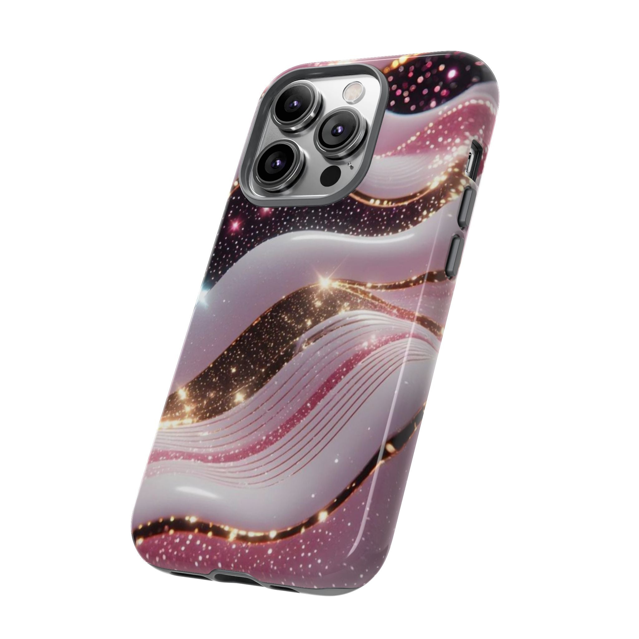 Sparkling Pink Wave Phone Case — Glitter Marble Protective Cover