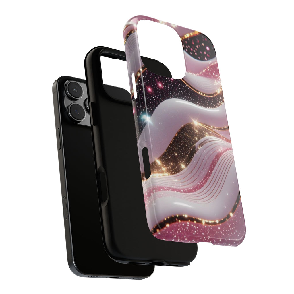 Sparkling Pink Wave Phone Case — Glitter Marble Protective Cover