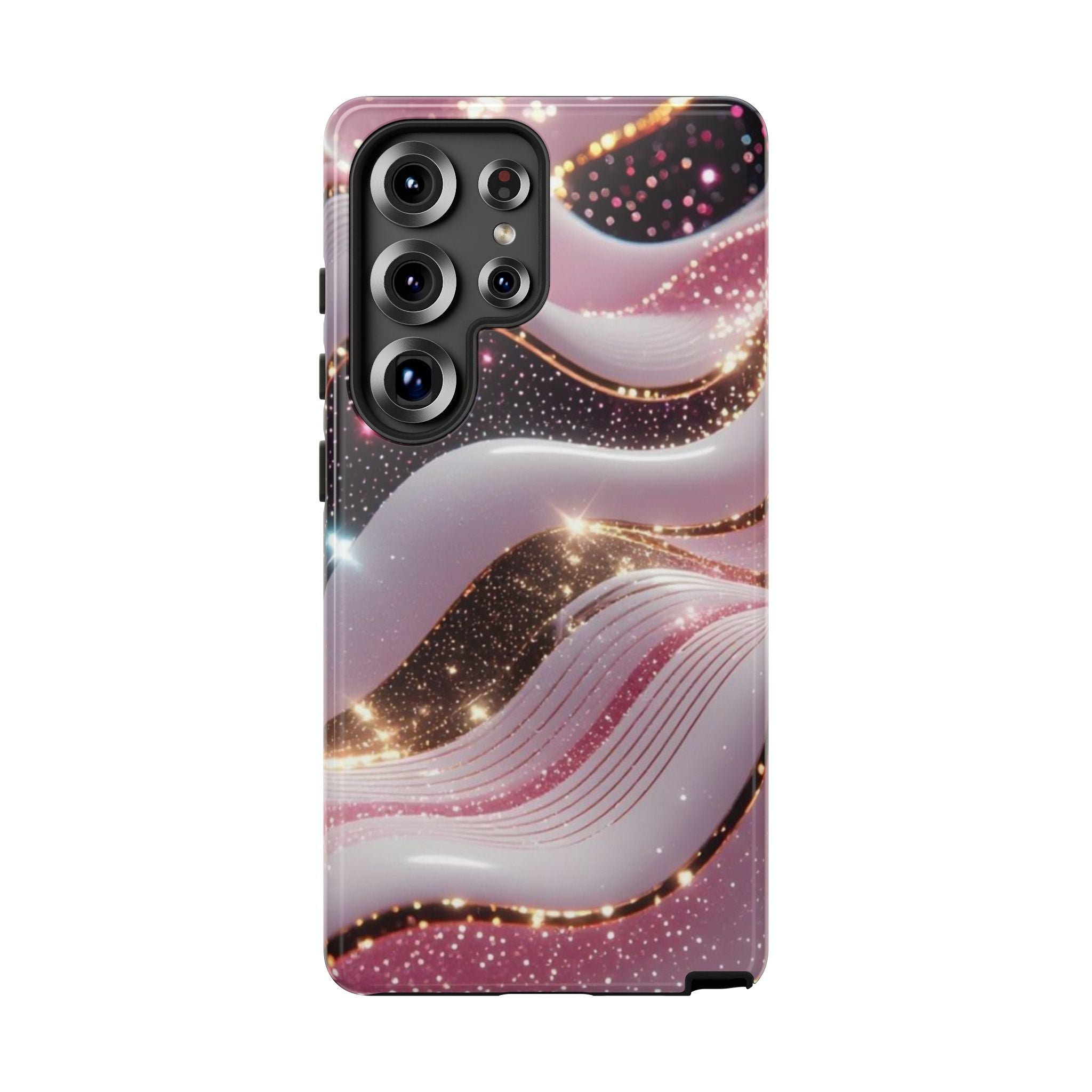 Sparkling Pink Wave Phone Case — Glitter Marble Protective Cover