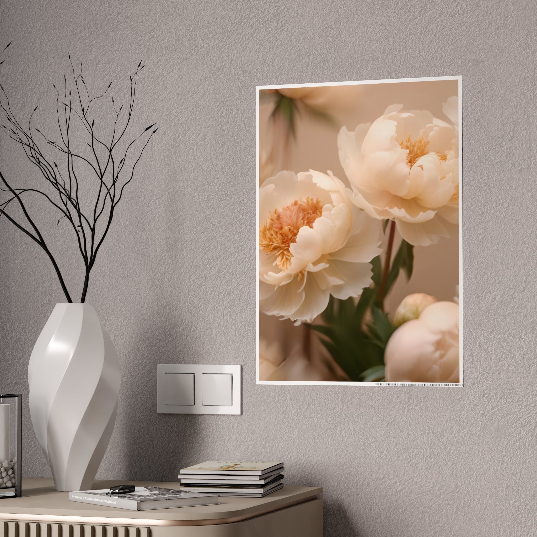 Peach Peony Print Poster