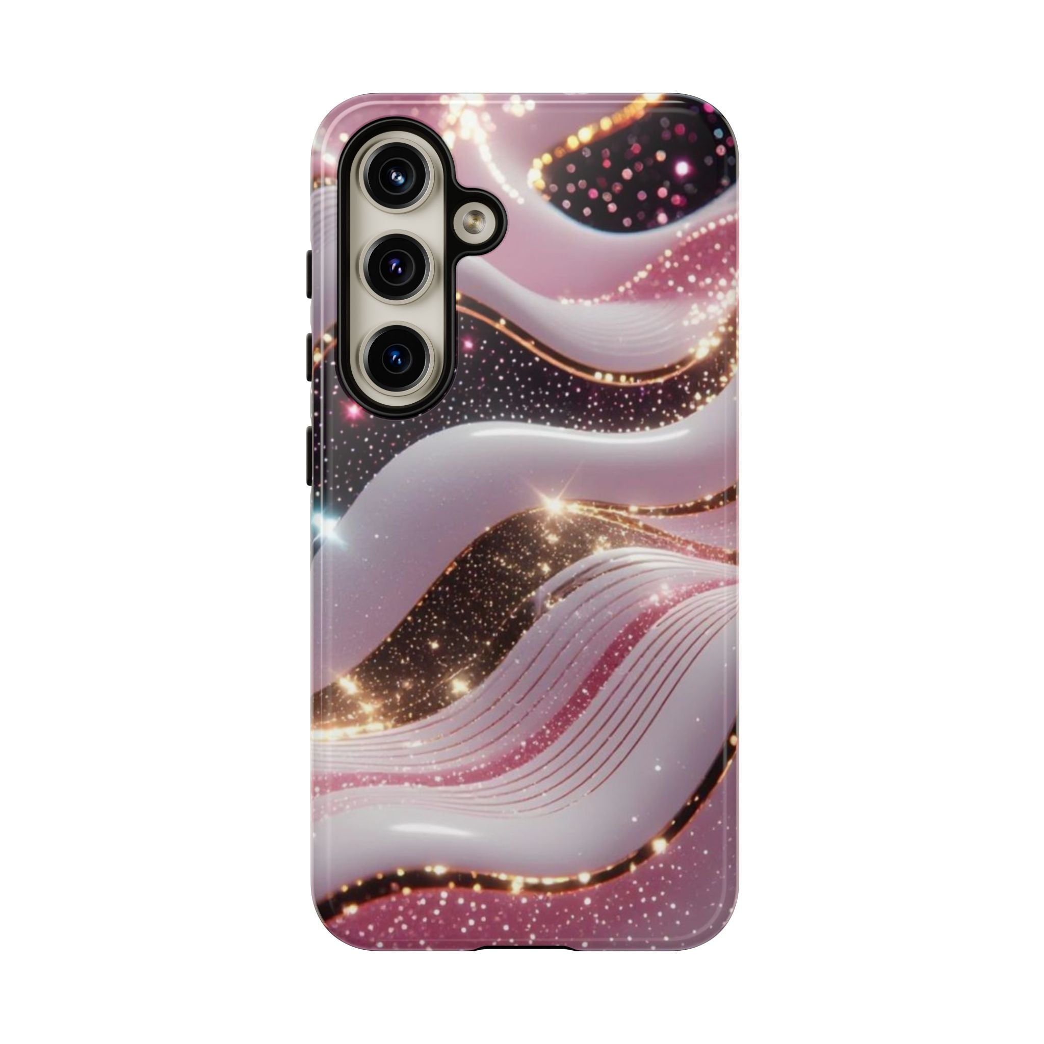 Sparkling Pink Wave Phone Case — Glitter Marble Protective Cover