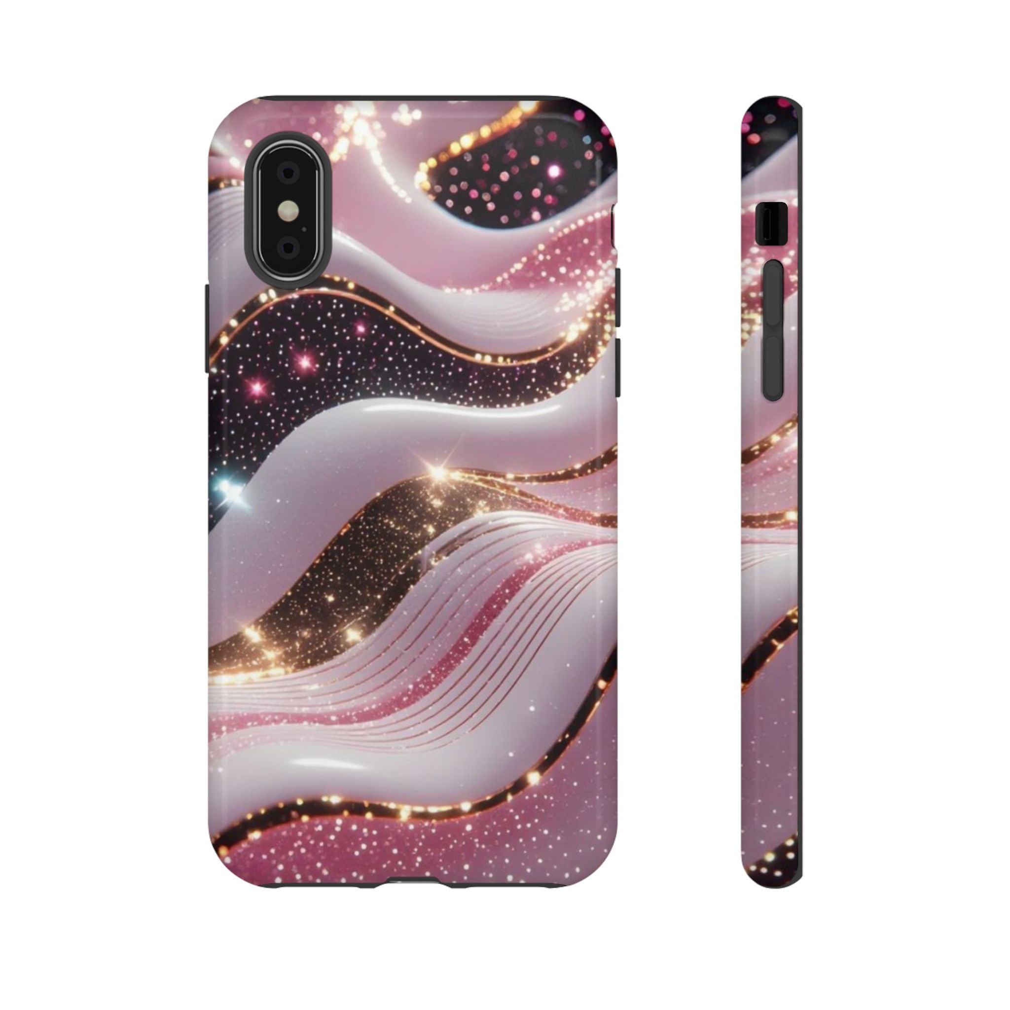 Sparkling Pink Wave Phone Case — Glitter Marble Protective Cover