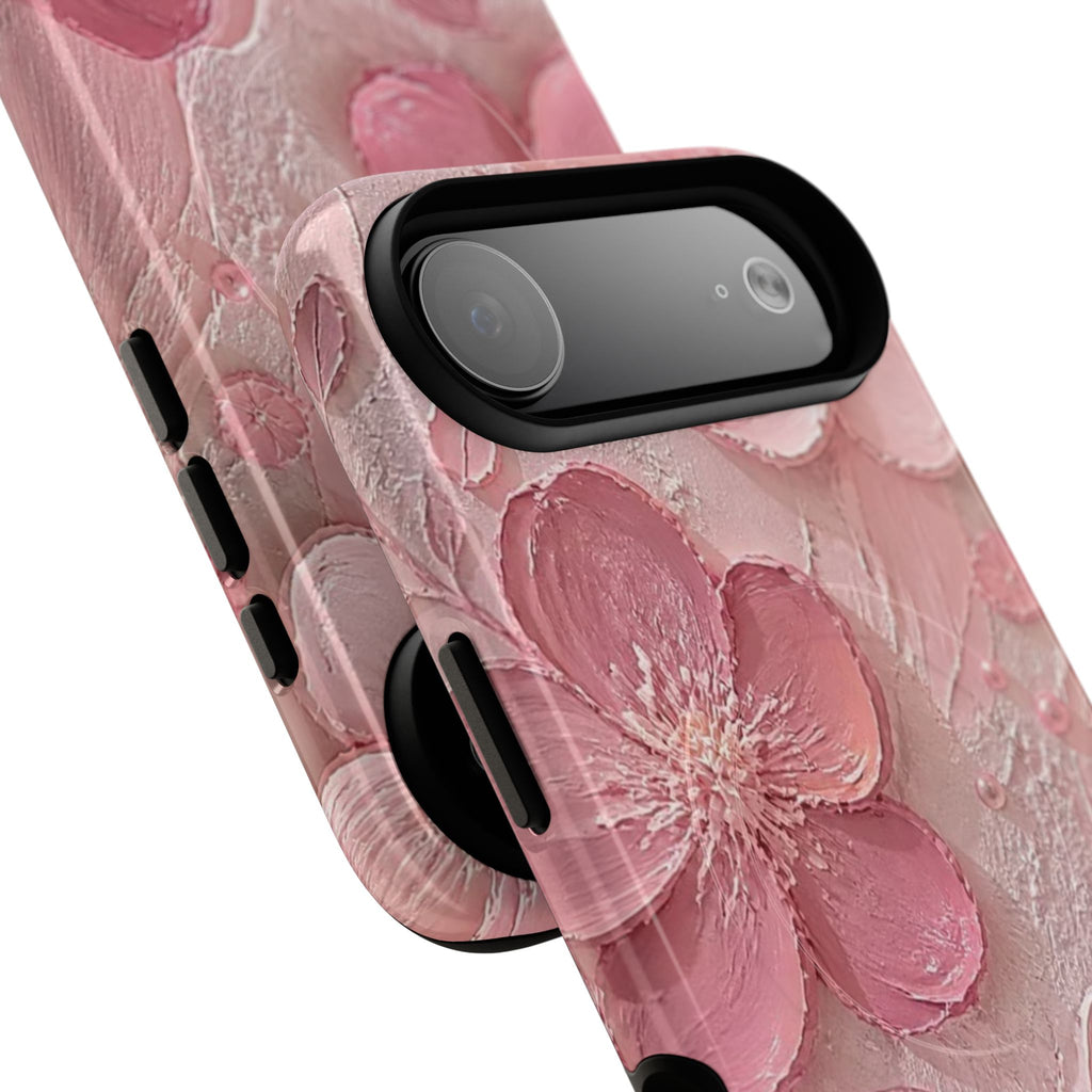 Pink Floral Tough Magnetic Phone Case — 3D Blossom Protective Cover