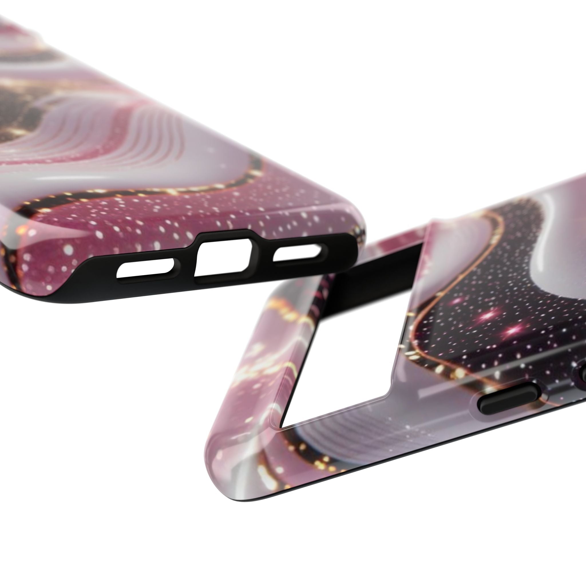 Sparkling Pink Wave Phone Case — Glitter Marble Protective Cover