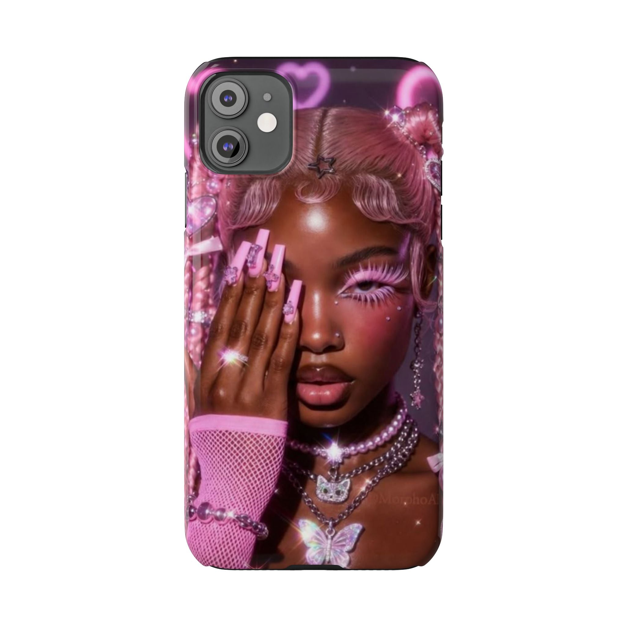 Pink Glam Slim Phone Case — Butterfly Jewels Fashion iPhone Cover