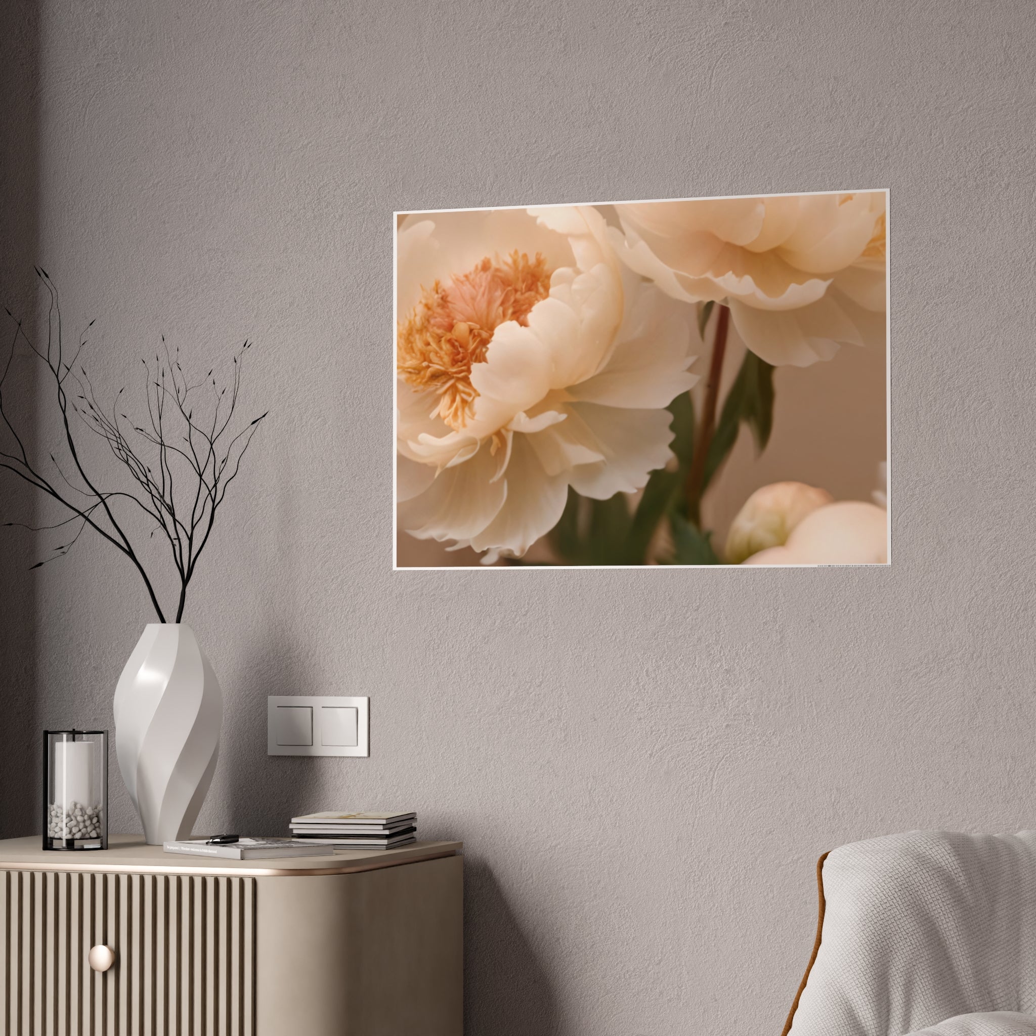Peach Peony Print Poster