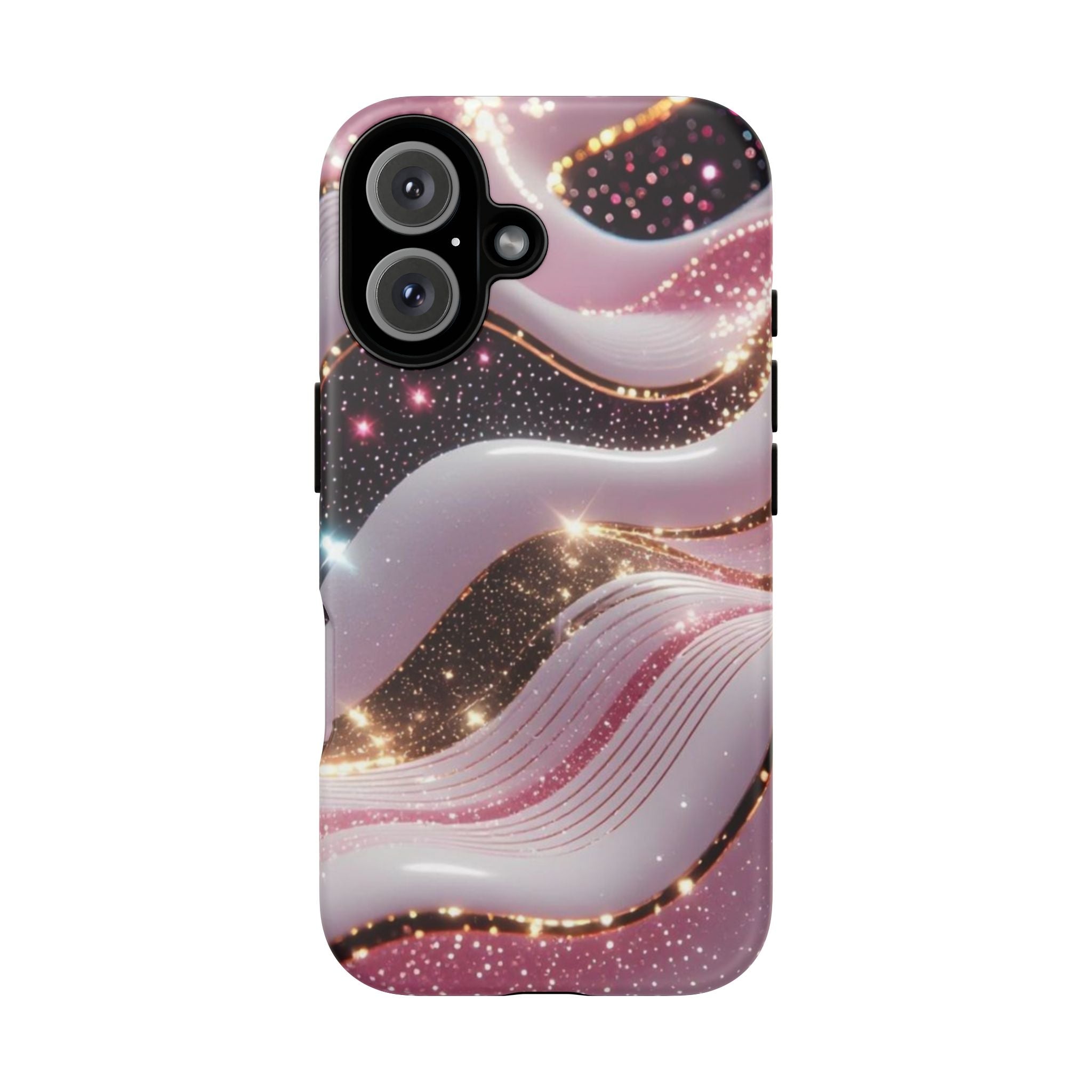 Sparkling Pink Wave Phone Case — Glitter Marble Protective Cover