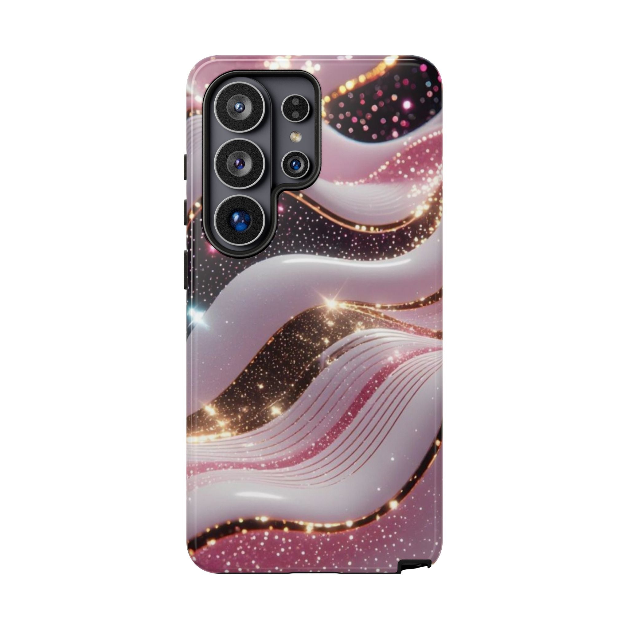 Sparkling Pink Wave Phone Case — Glitter Marble Protective Cover