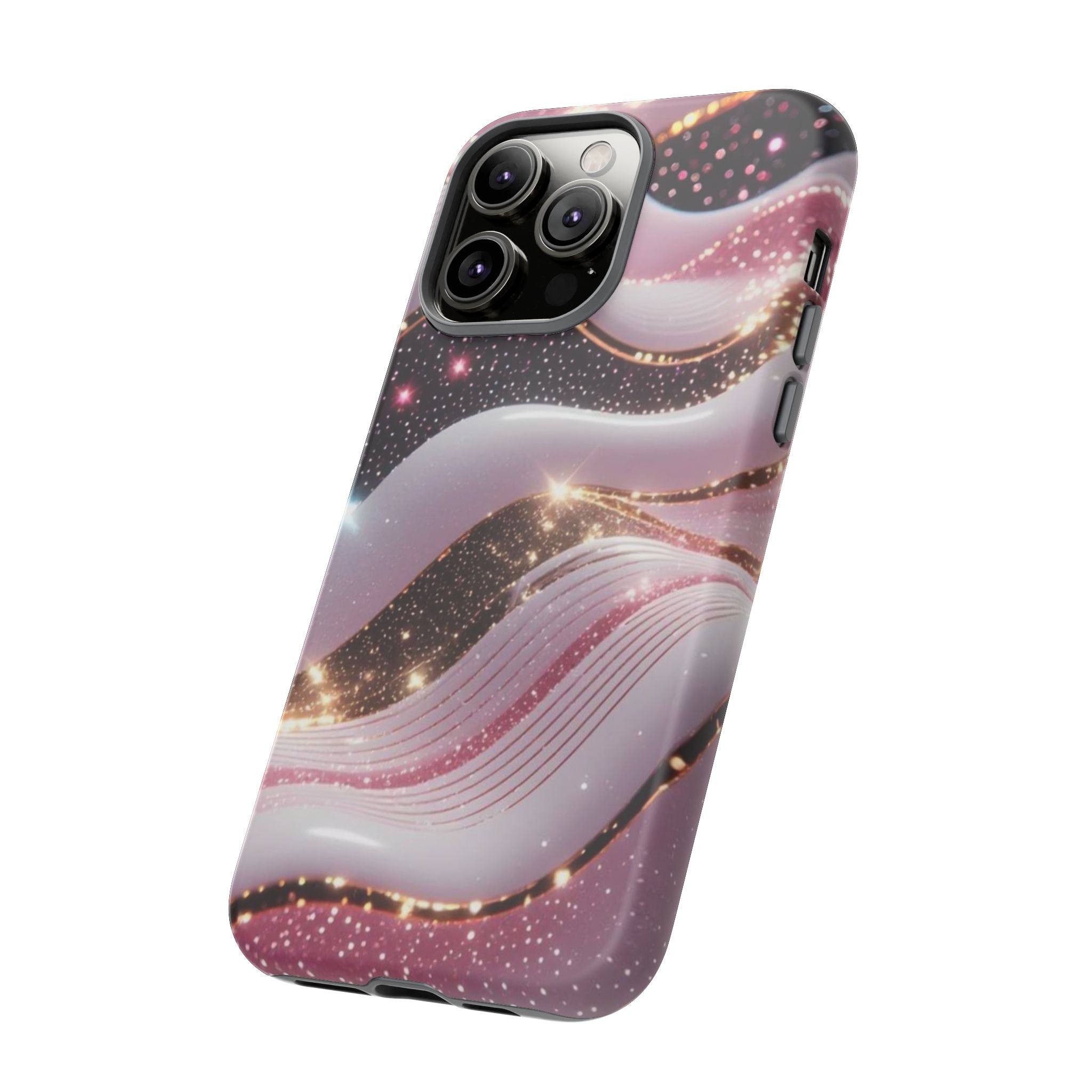 Sparkling Pink Wave Phone Case — Glitter Marble Protective Cover