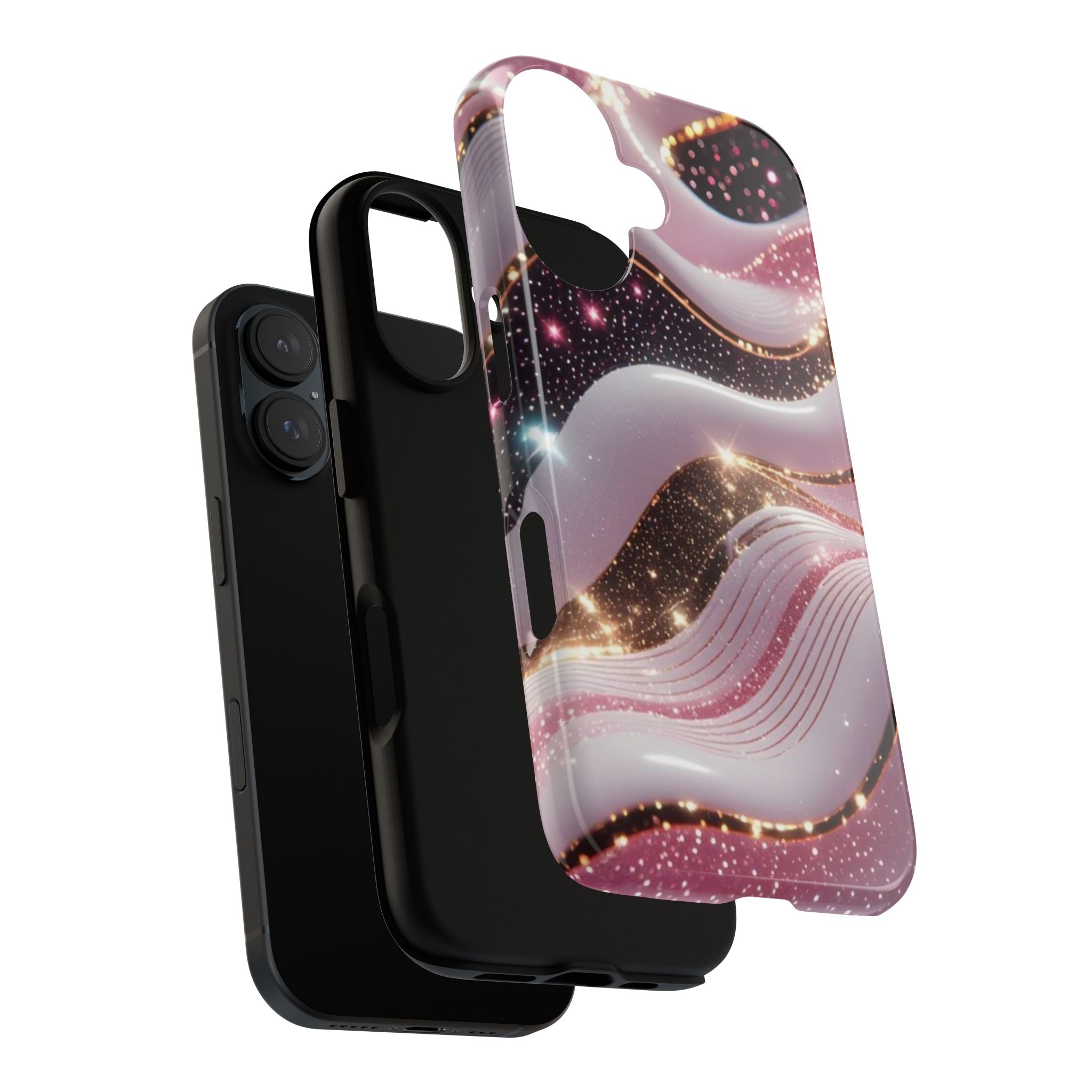 Sparkling Pink Wave Phone Case — Glitter Marble Protective Cover