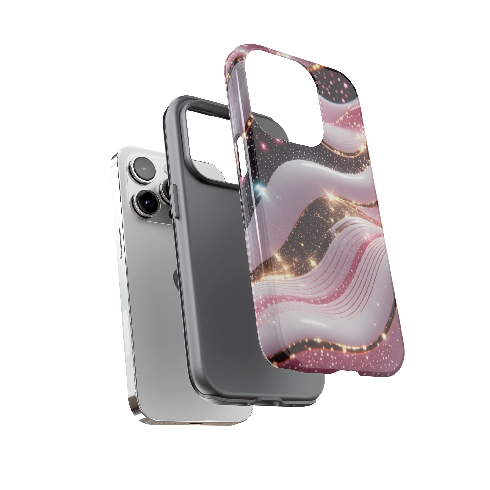 Sparkling Pink Wave Phone Case — Glitter Marble Protective Cover