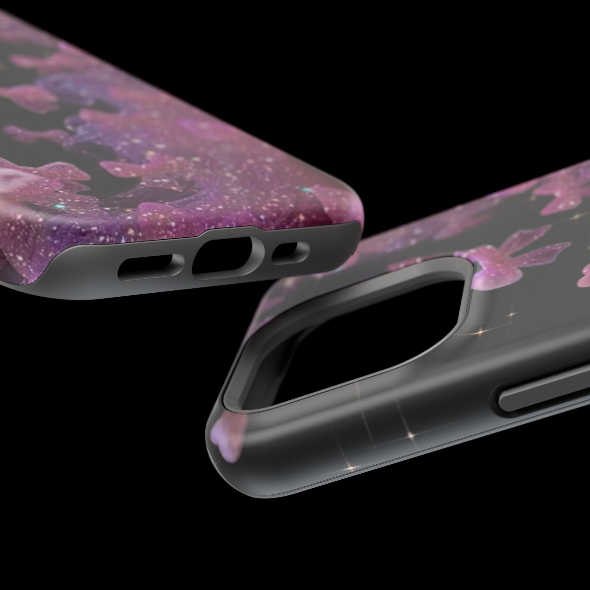 Galaxy Pink Butterflies Phone Case — Magnetic Impact-Resistant