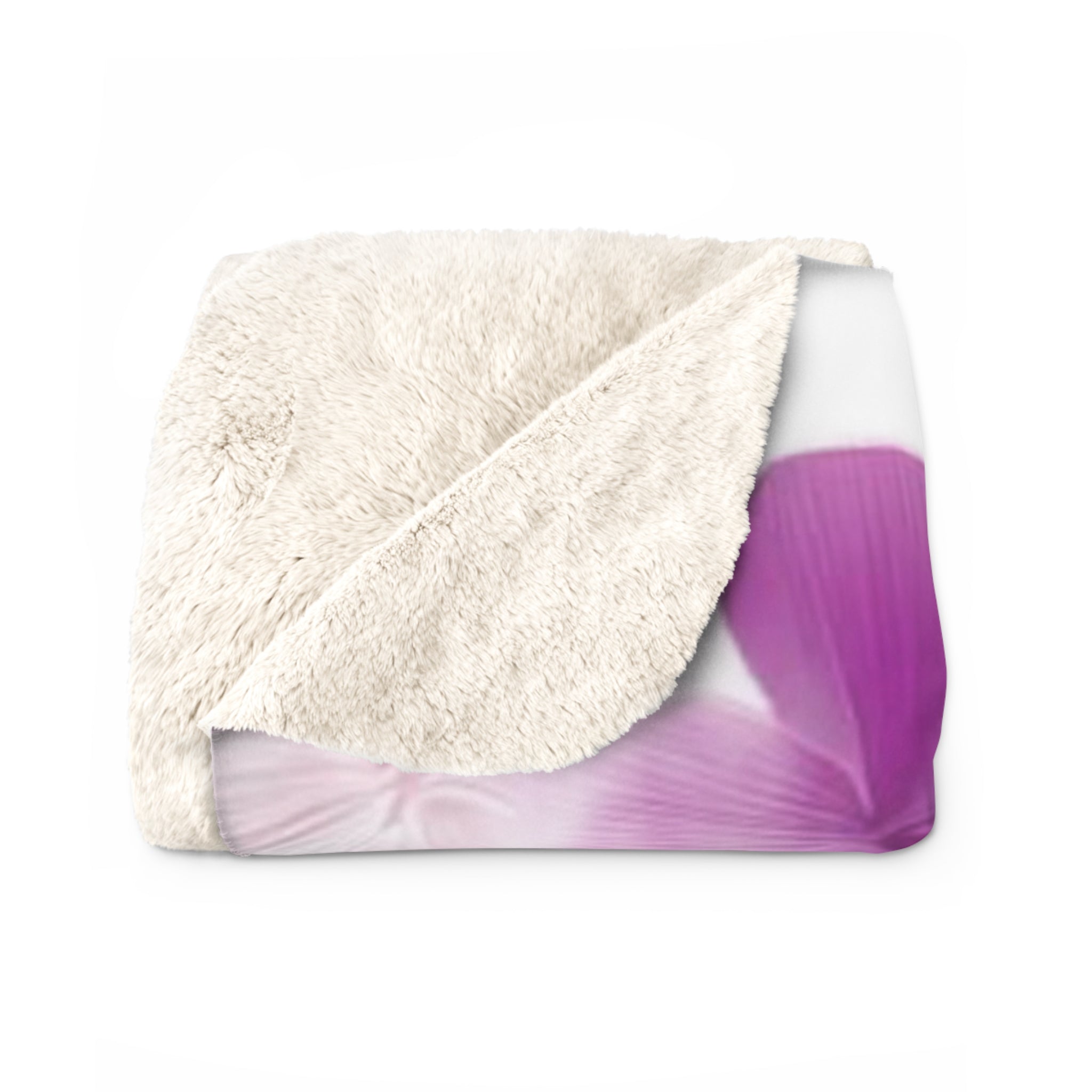 Floral Sherpa Blanket — Soft Purple & Pink Blossom Throw