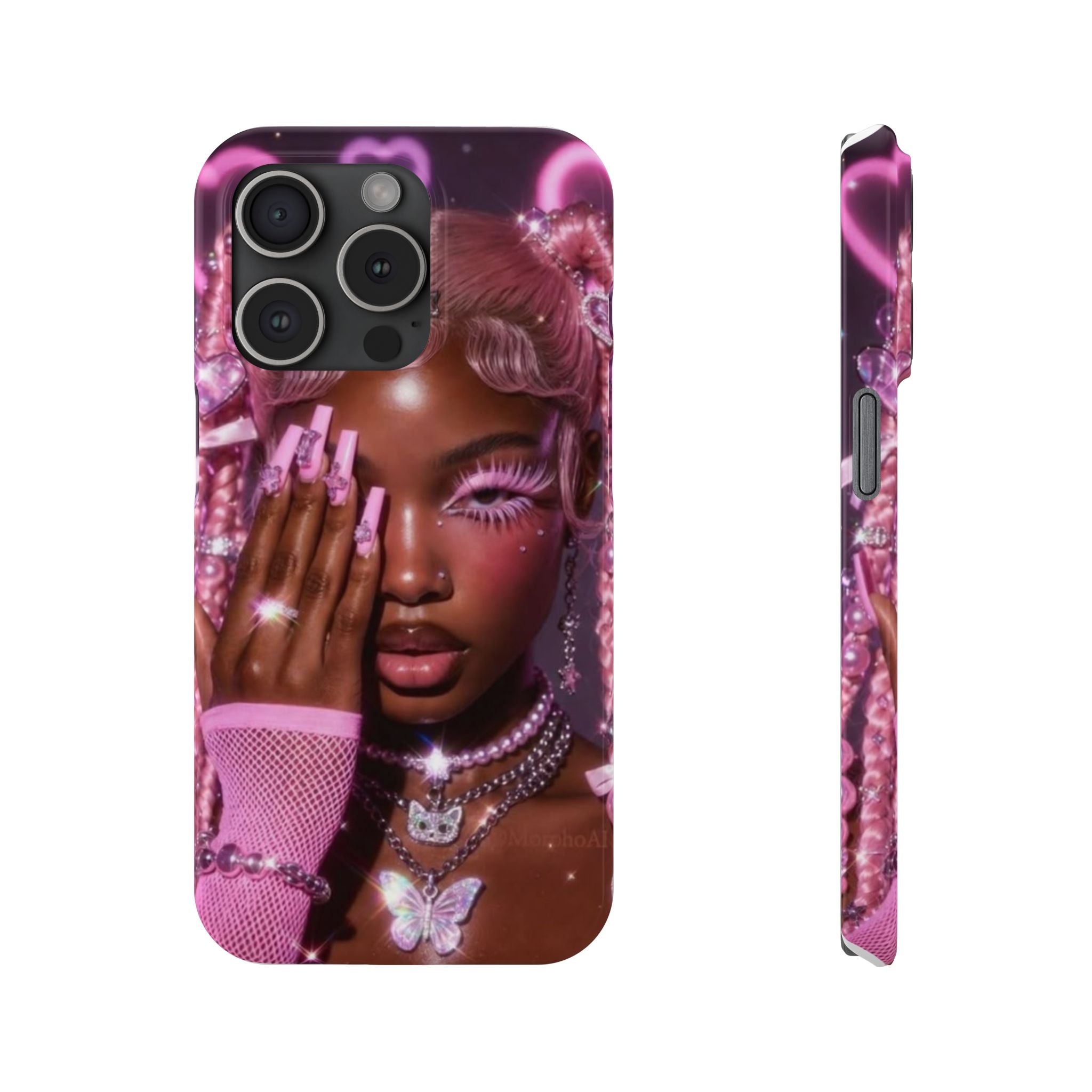 Pink Glam Slim Phone Case — Butterfly Jewels Fashion iPhone Cover