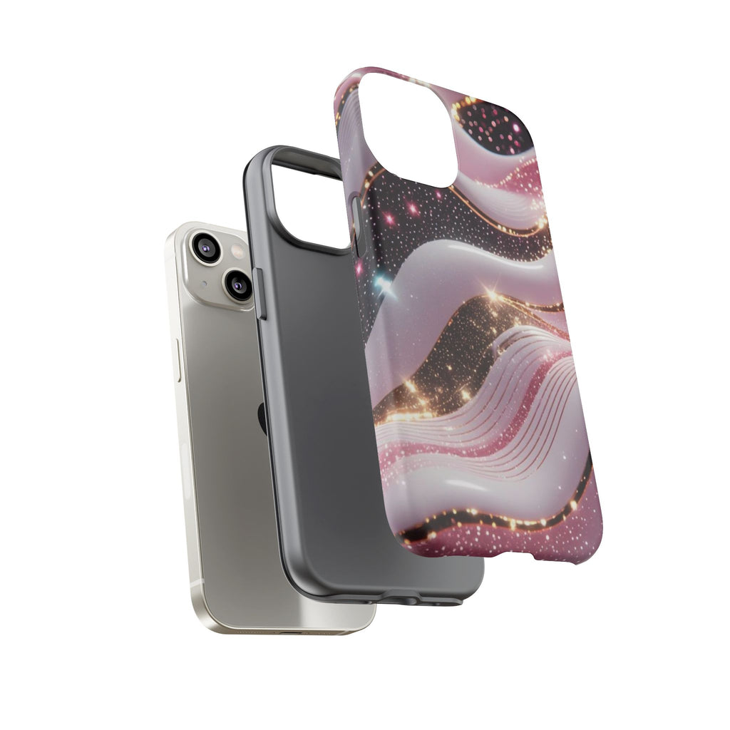 Sparkling Pink Wave Phone Case — Glitter Marble Protective Cover