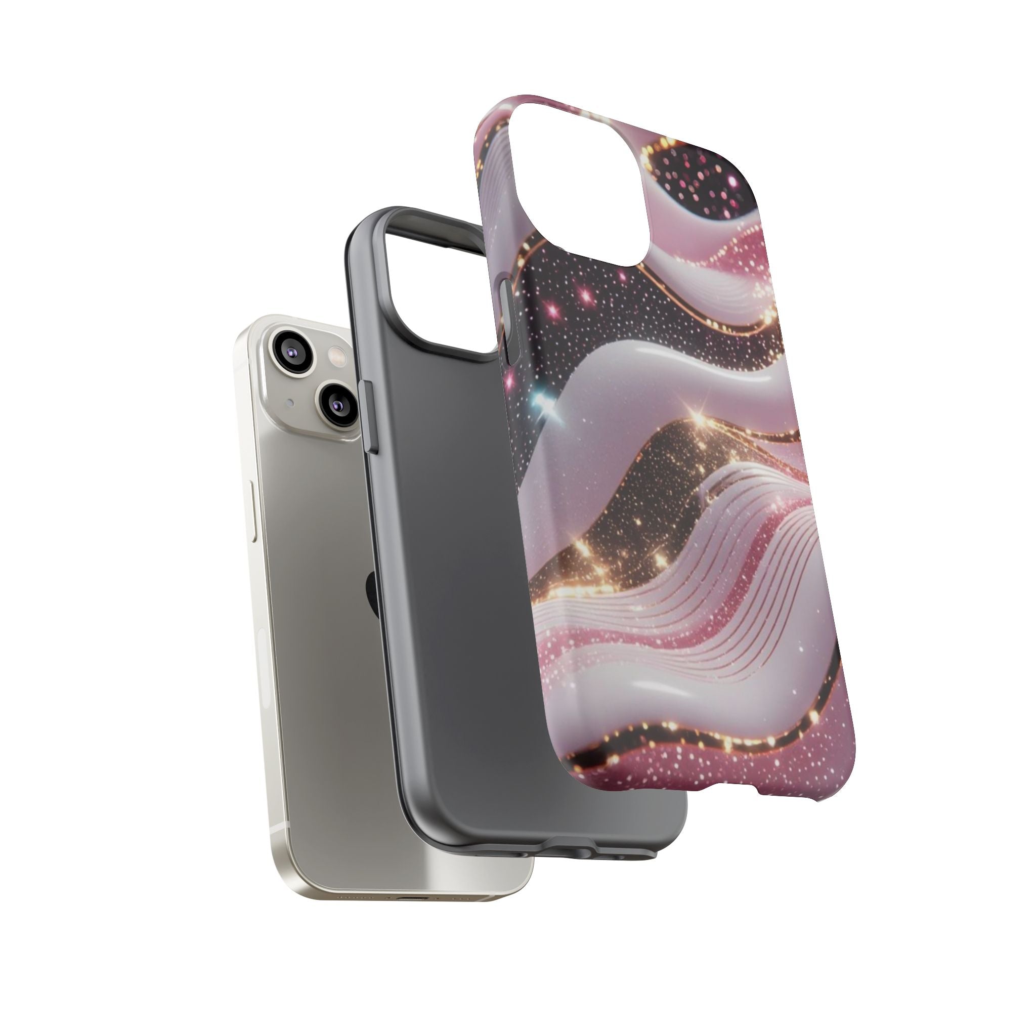 Sparkling Pink Wave Phone Case — Glitter Marble Protective Cover