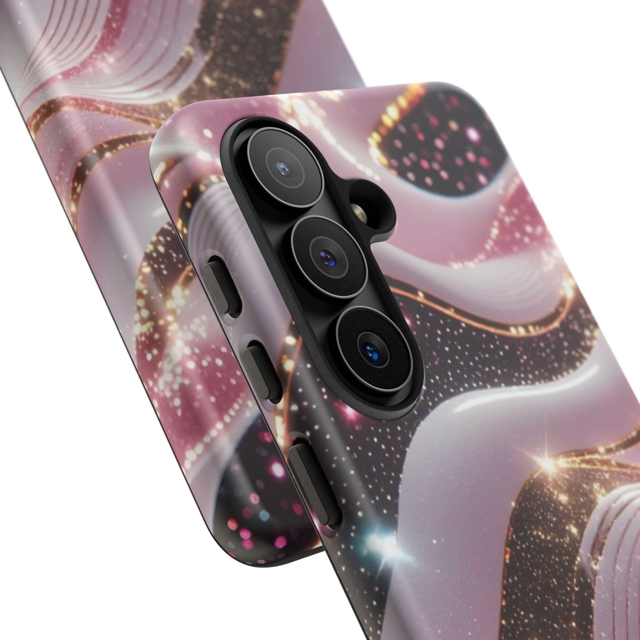 Sparkling Pink Wave Phone Case — Glitter Marble Protective Cover