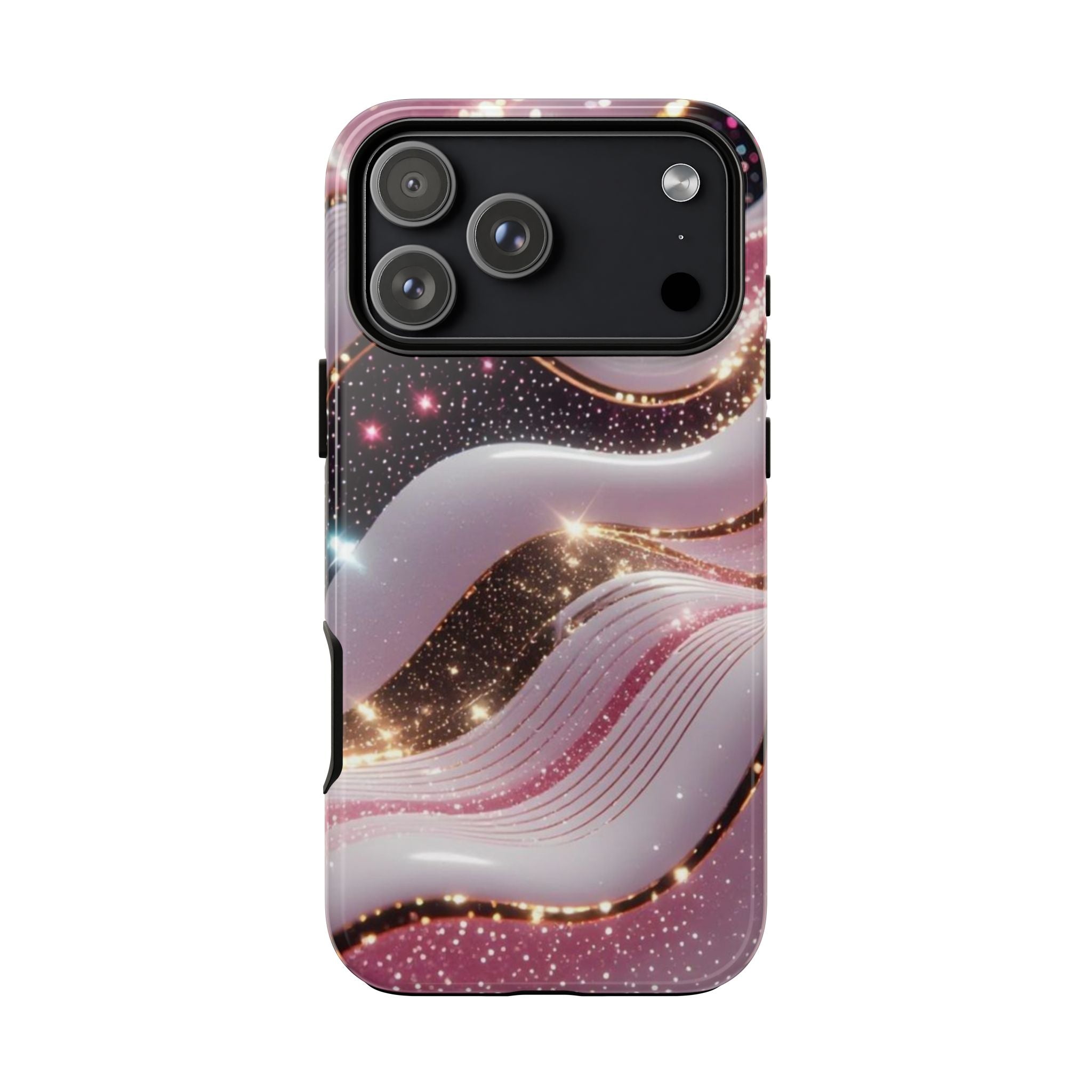 Sparkling Pink Wave Phone Case — Glitter Marble Protective Cover