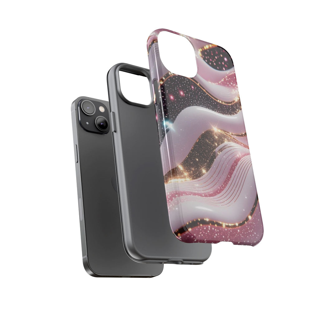 Sparkling Pink Wave Phone Case — Glitter Marble Protective Cover