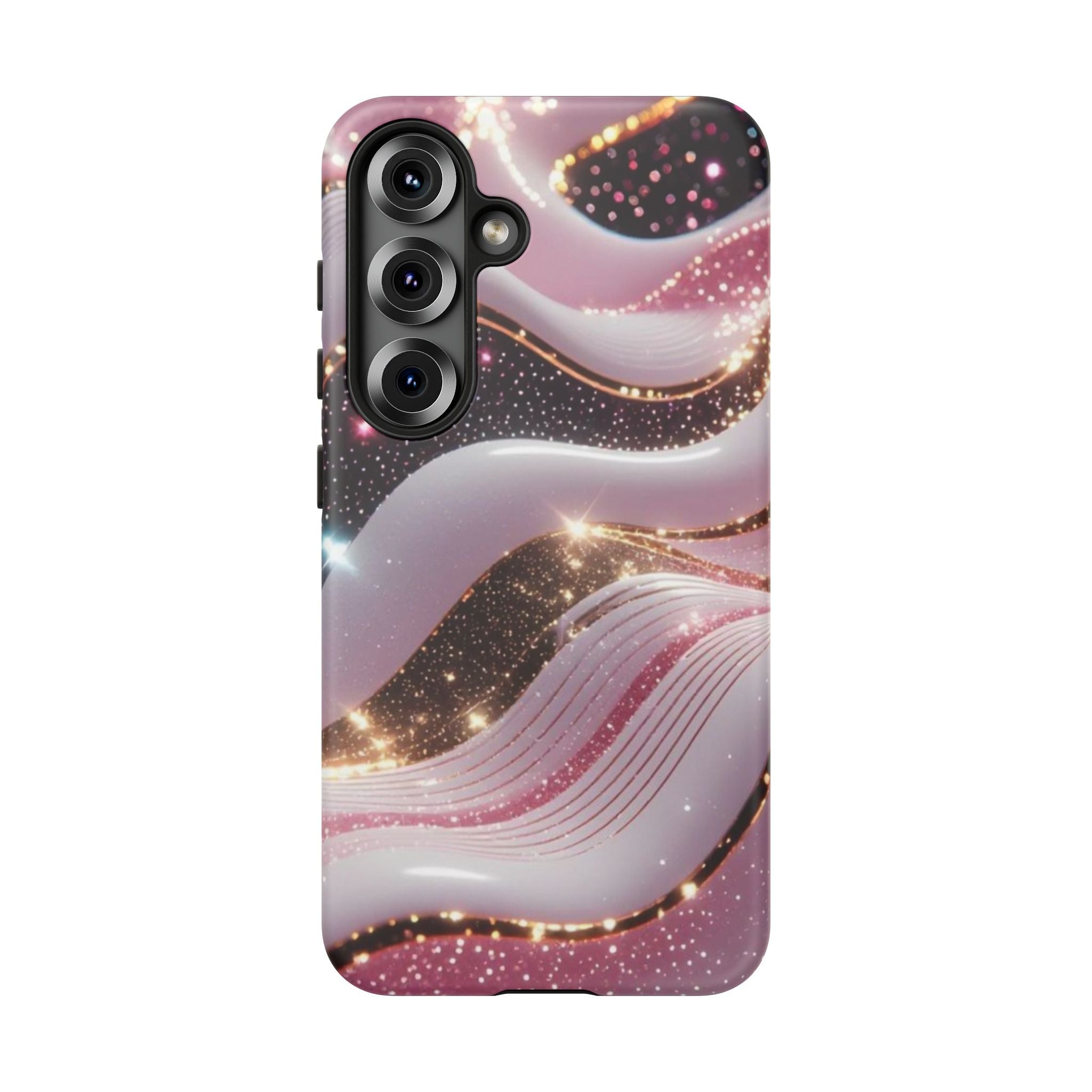 Sparkling Pink Wave Phone Case — Glitter Marble Protective Cover