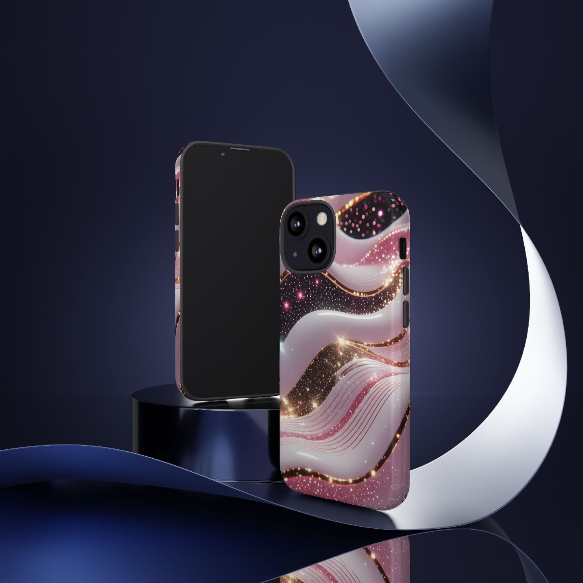 Sparkling Pink Wave Phone Case — Glitter Marble Protective Cover