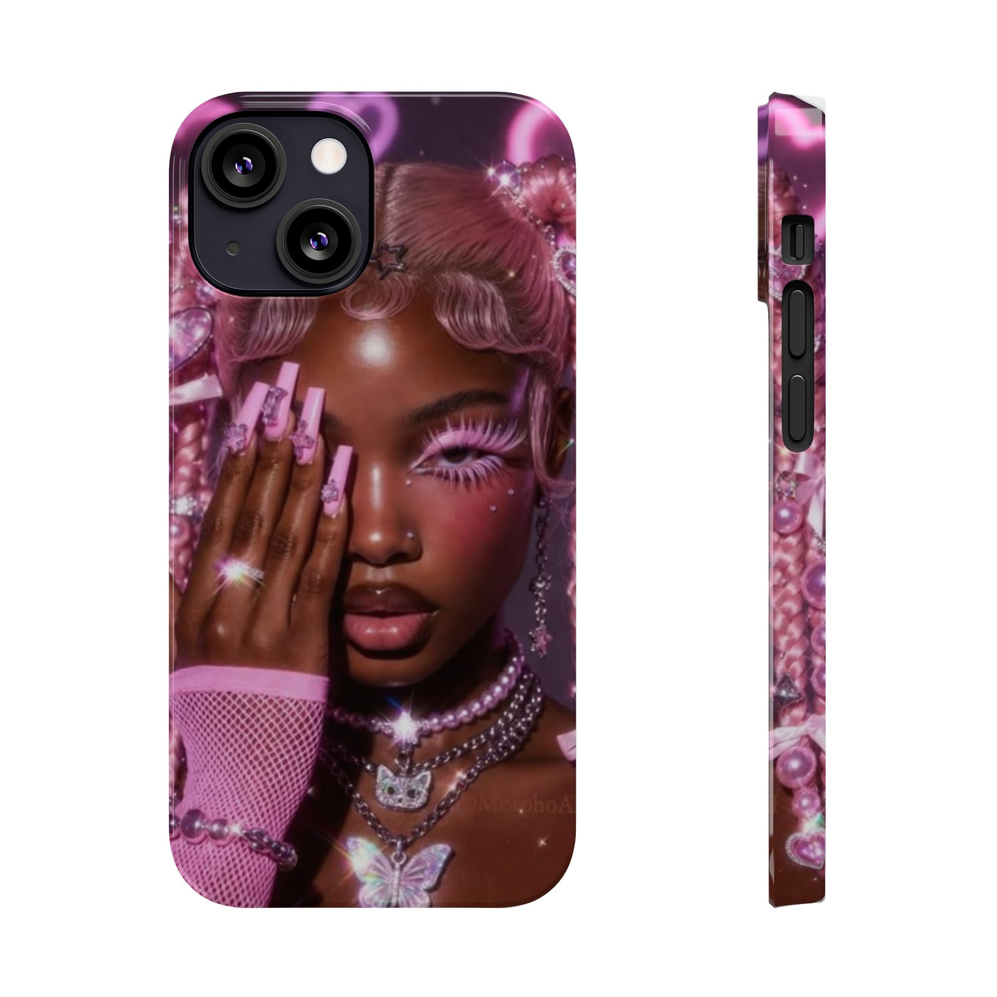 Pink Glam Slim Phone Case — Butterfly Jewels Fashion iPhone Cover