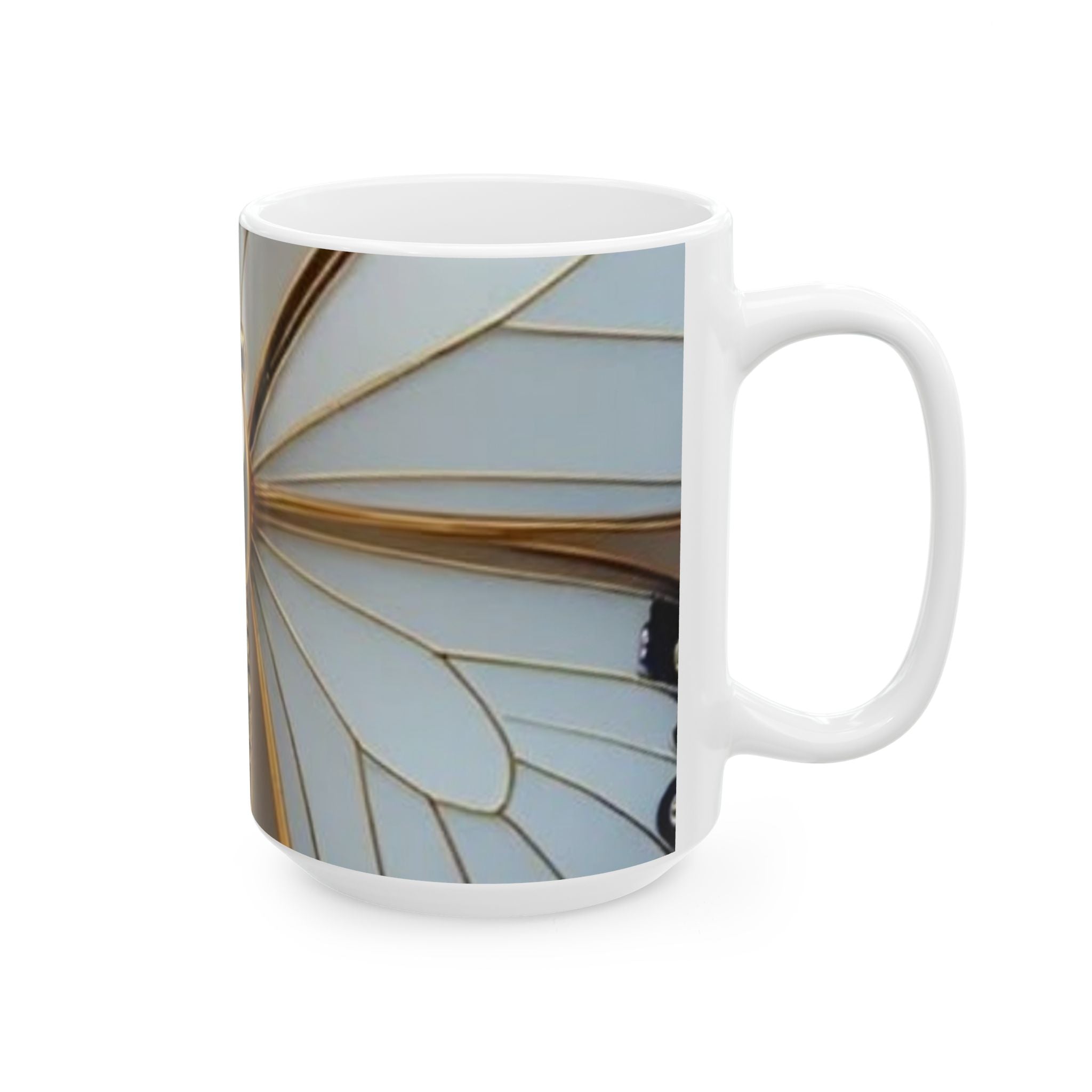 Gold Dragonfly Ceramic Mug — Elegant Insect Art Coffee Cup (11oz, 15oz)