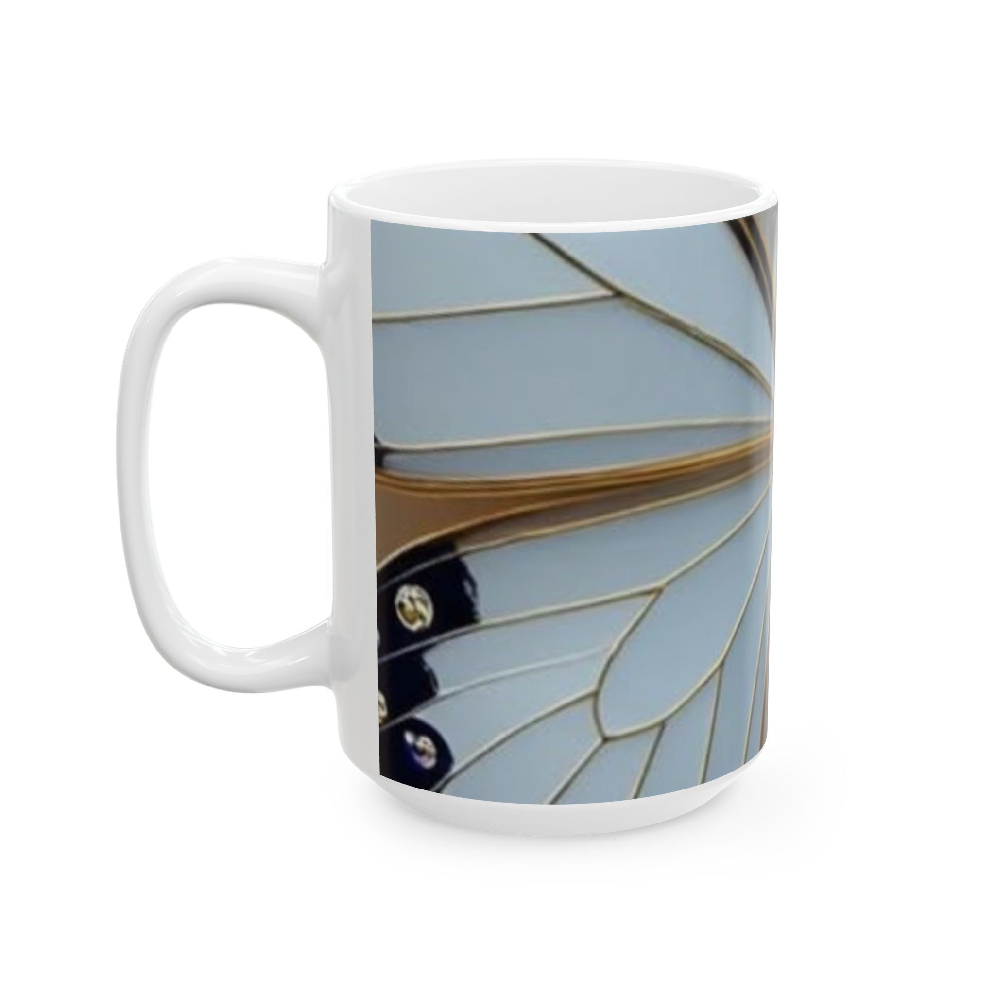 Gold Dragonfly Ceramic Mug — Elegant Insect Art Coffee Cup (11oz, 15oz)