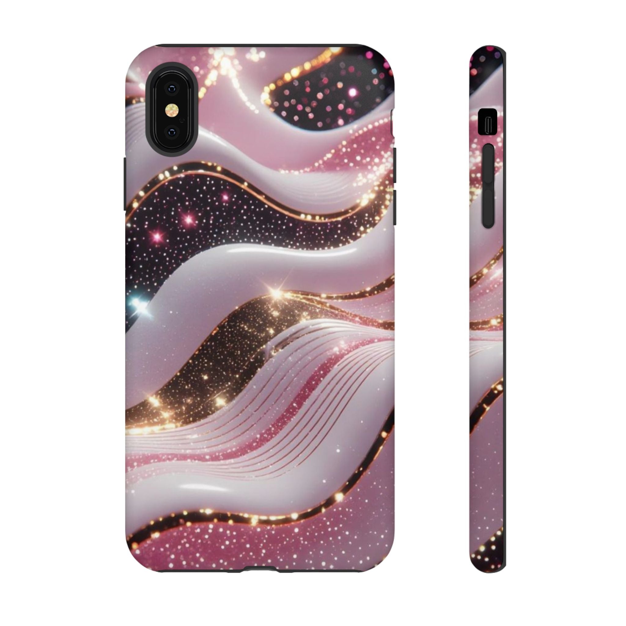 Sparkling Pink Wave Phone Case — Glitter Marble Protective Cover