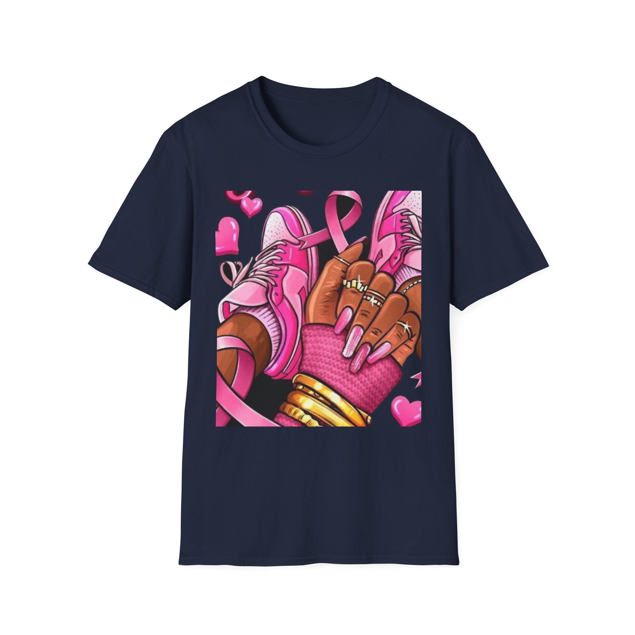 Breast Cancer Awareness Pink Ribbon Graphic T‑Shirt