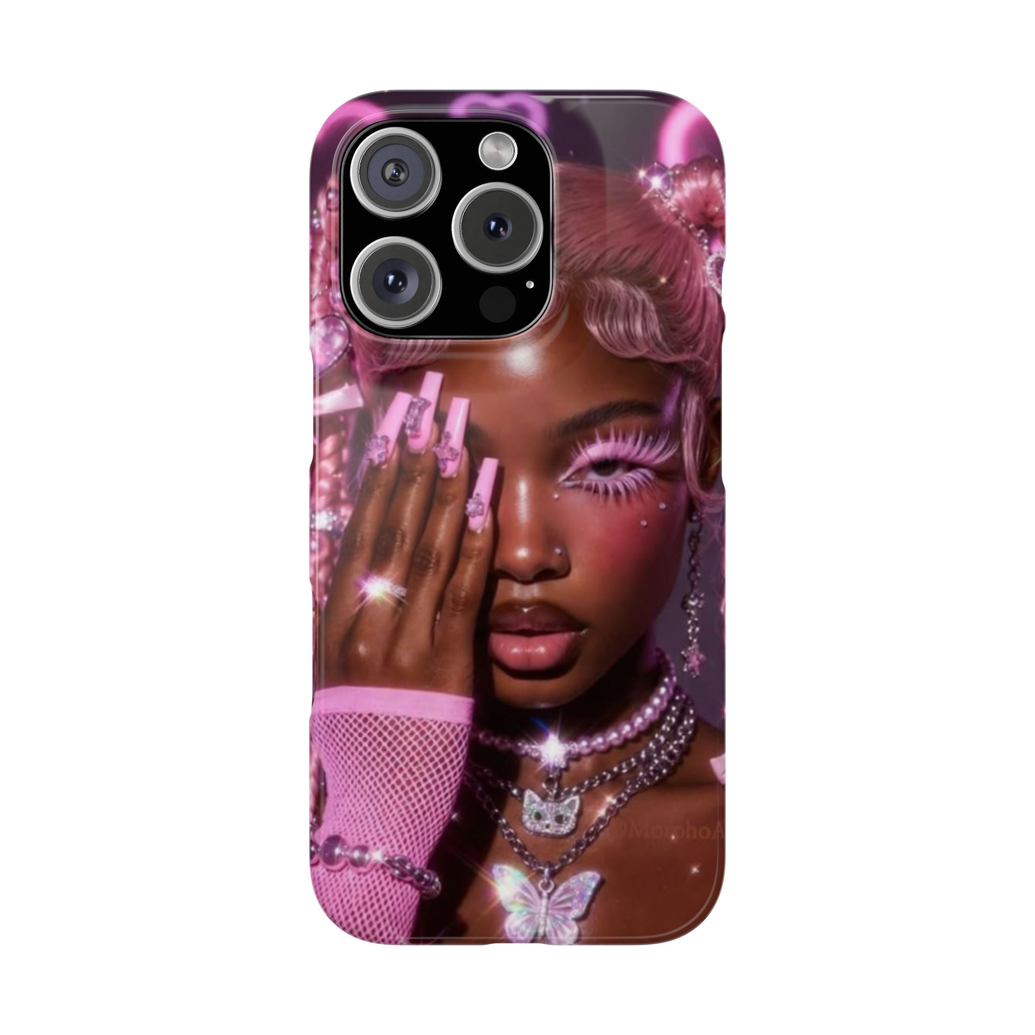 Pink Glam Slim Phone Case — Butterfly Jewels Fashion iPhone Cover