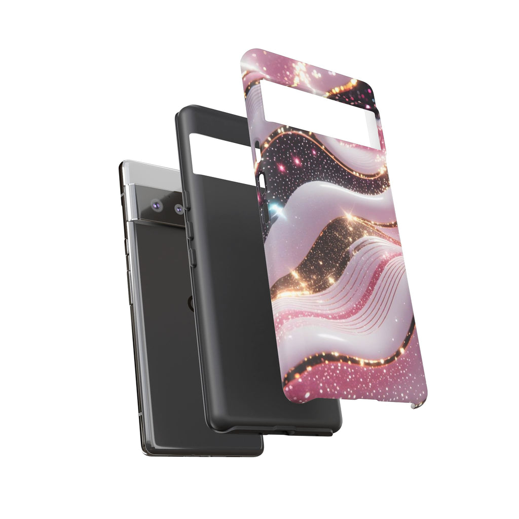Sparkling Pink Wave Phone Case — Glitter Marble Protective Cover