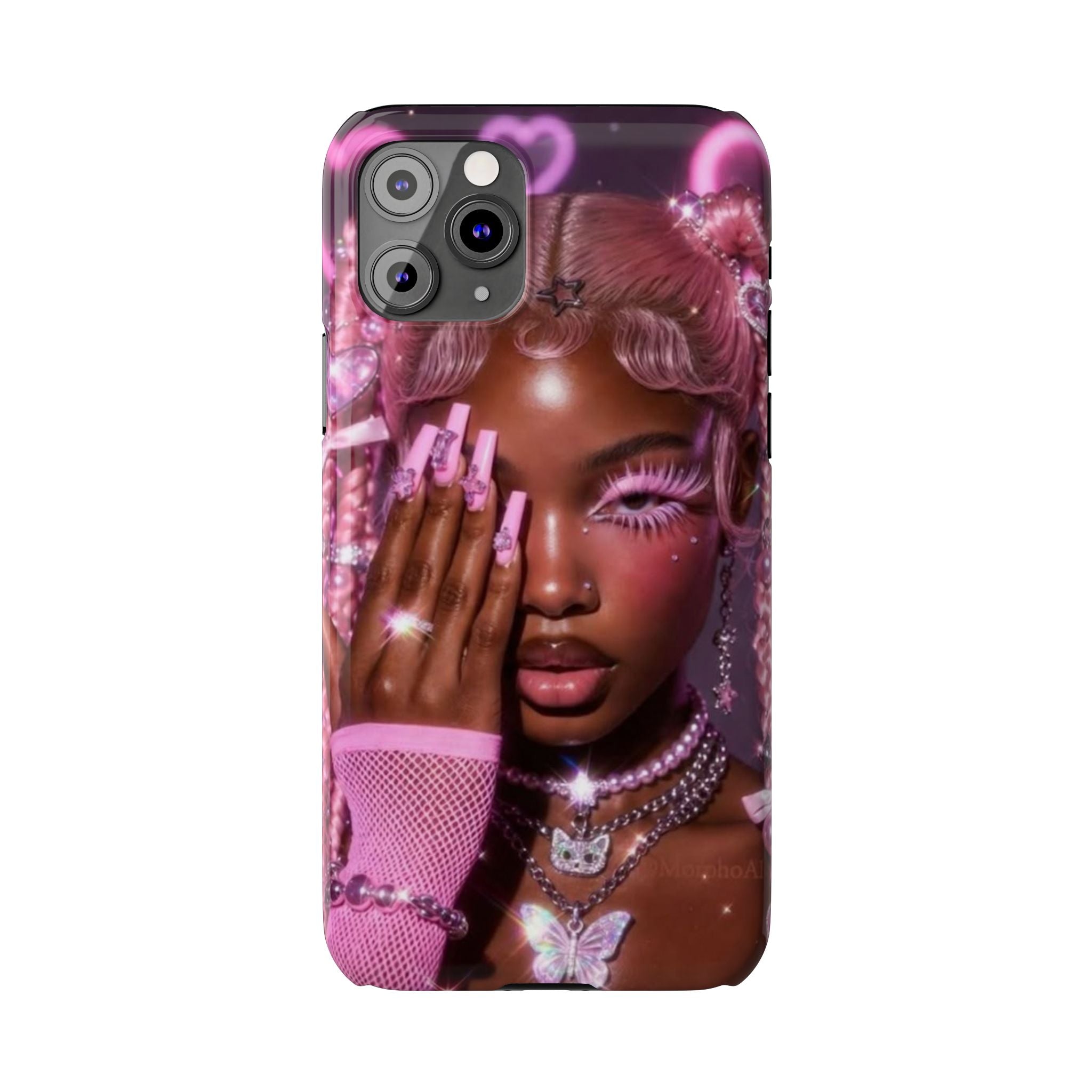 Pink Glam Slim Phone Case — Butterfly Jewels Fashion iPhone Cover