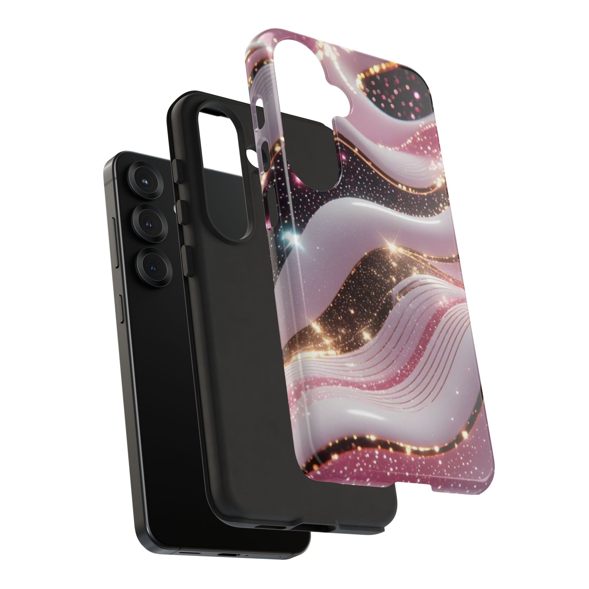 Sparkling Pink Wave Phone Case — Glitter Marble Protective Cover