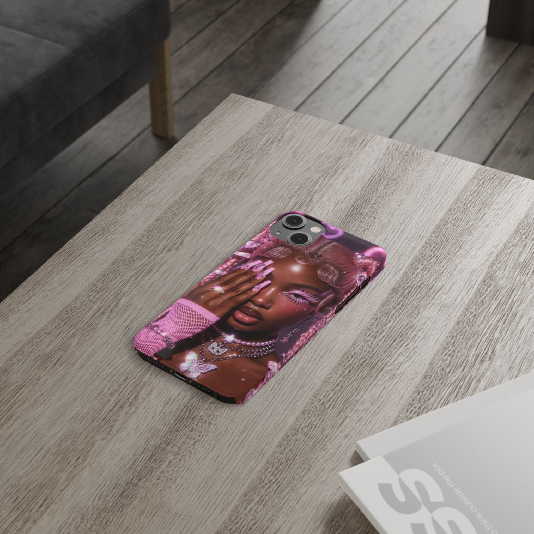 Pink Glam Slim Phone Case — Butterfly Jewels Fashion iPhone Cover