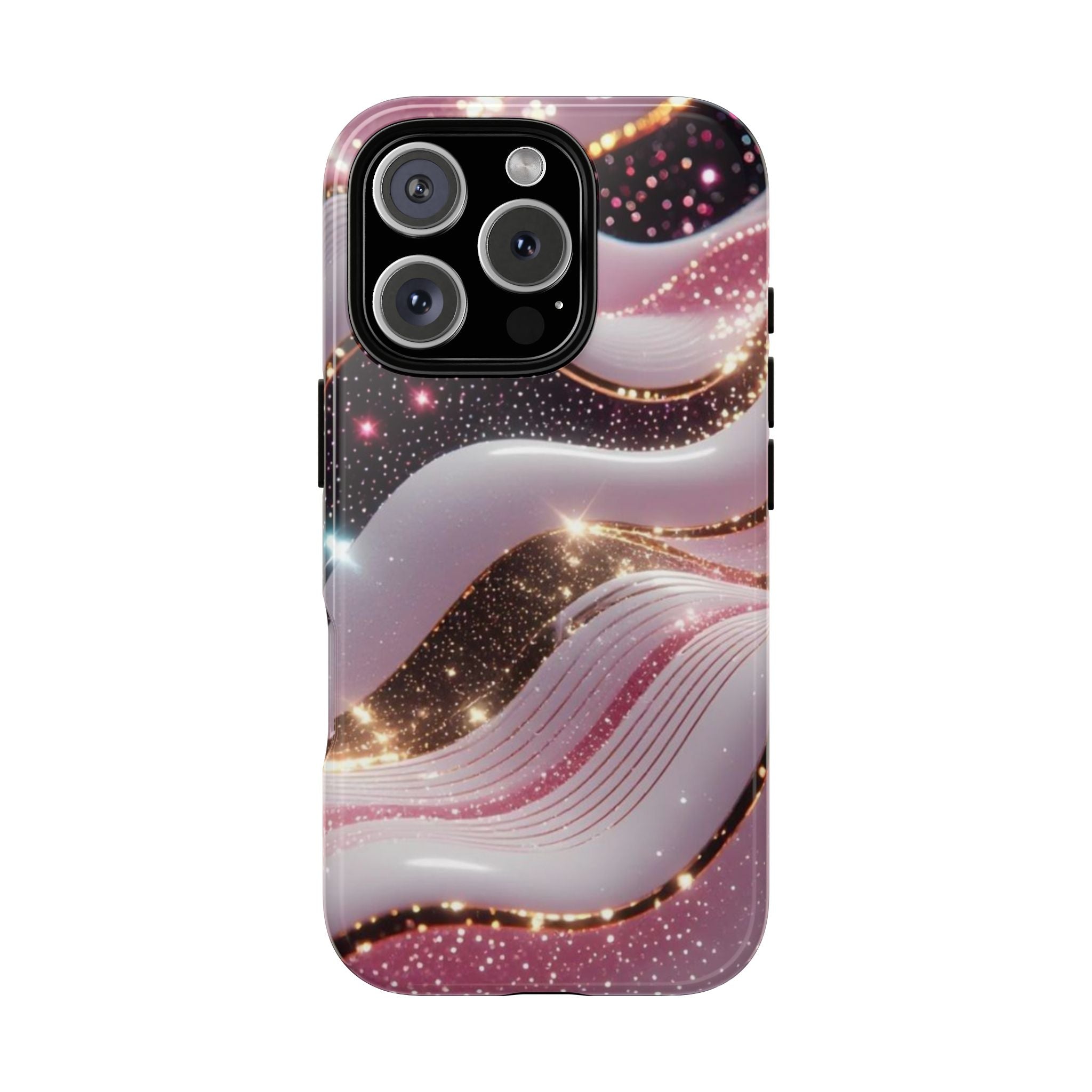 Sparkling Pink Wave Phone Case — Glitter Marble Protective Cover