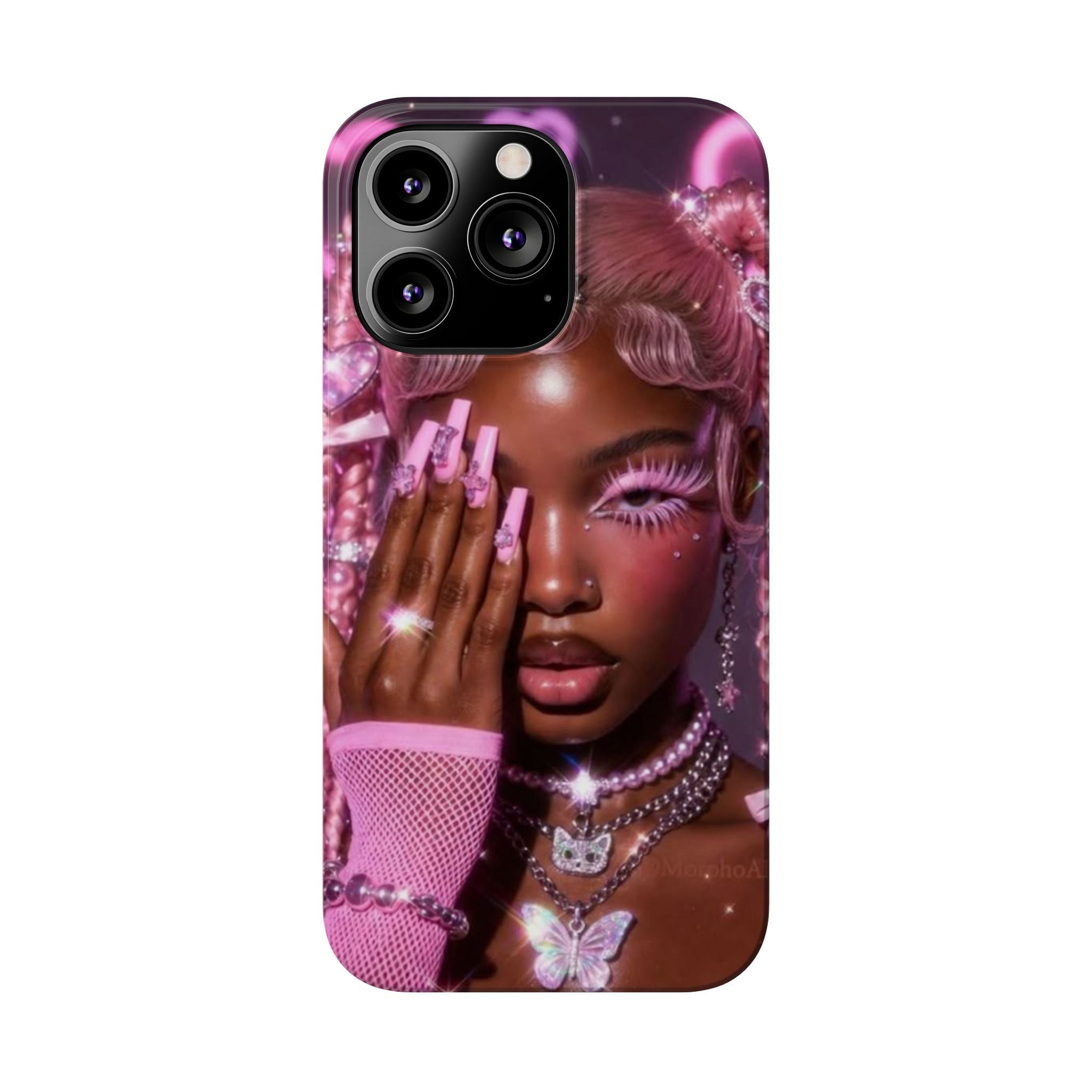 Pink Glam Slim Phone Case — Butterfly Jewels Fashion iPhone Cover