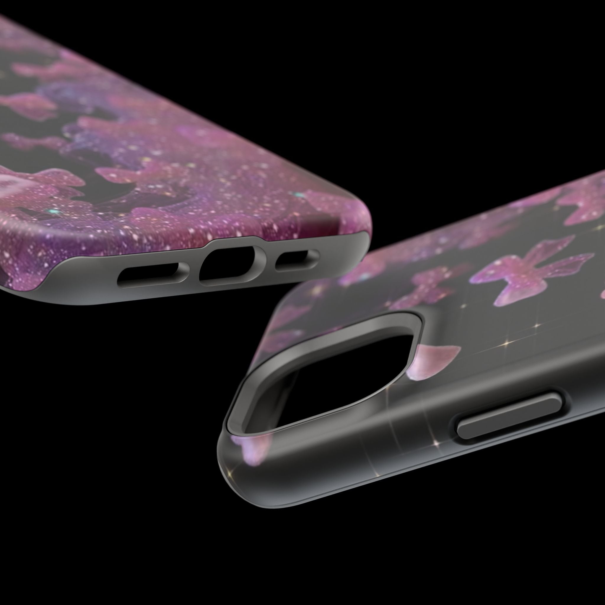 Galaxy Pink Butterflies Phone Case — Magnetic Impact-Resistant