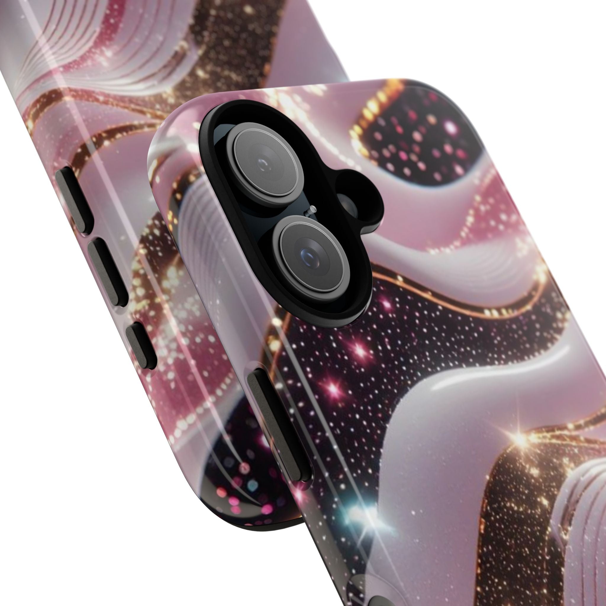 Sparkling Pink Wave Phone Case — Glitter Marble Protective Cover