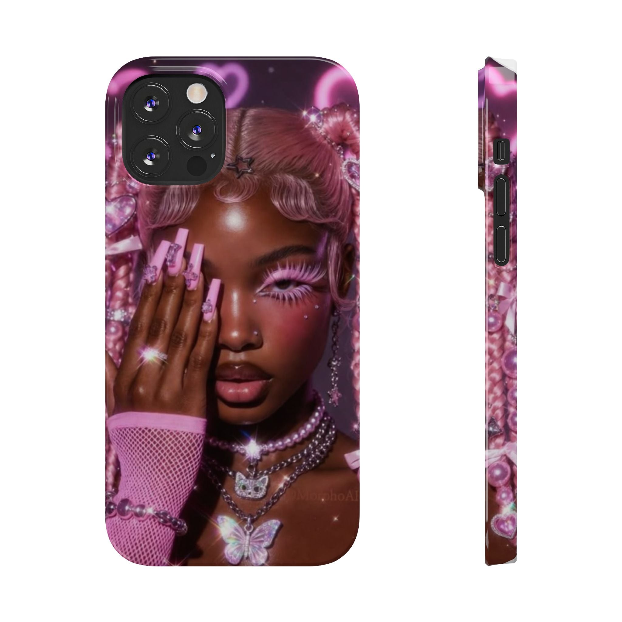 Pink Glam Slim Phone Case — Butterfly Jewels Fashion iPhone Cover