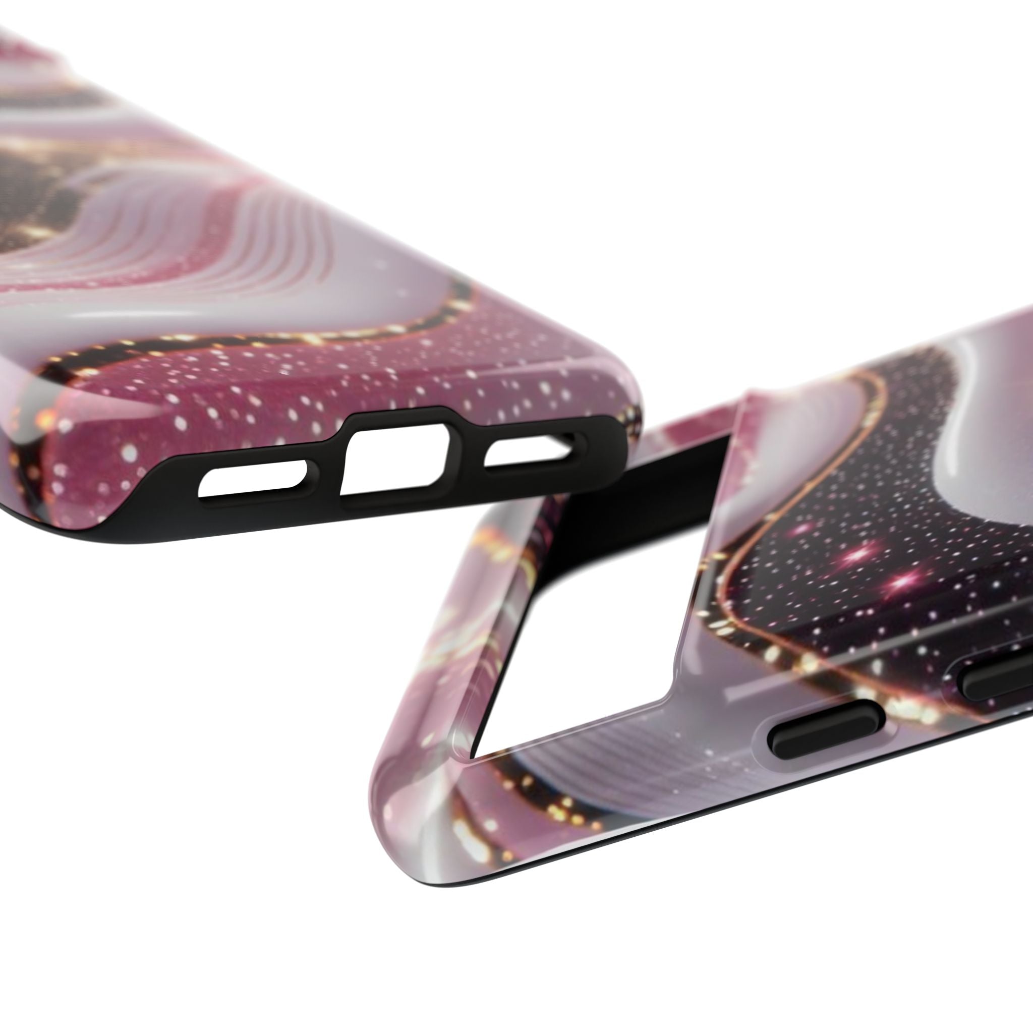Sparkling Pink Wave Phone Case — Glitter Marble Protective Cover