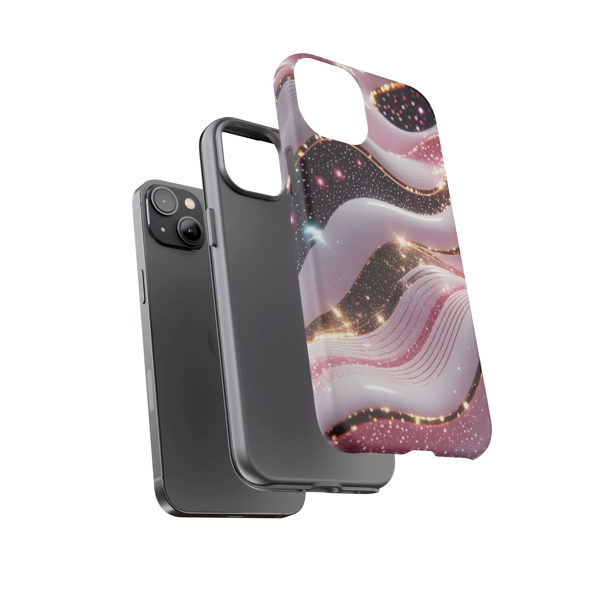 Sparkling Pink Wave Phone Case — Glitter Marble Protective Cover