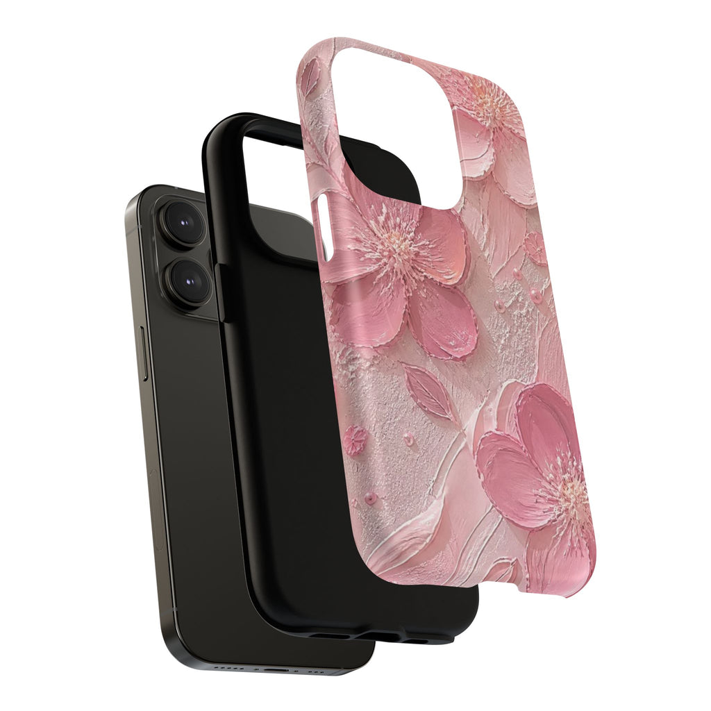Pink Floral Tough Magnetic Phone Case — 3D Blossom Protective Cover