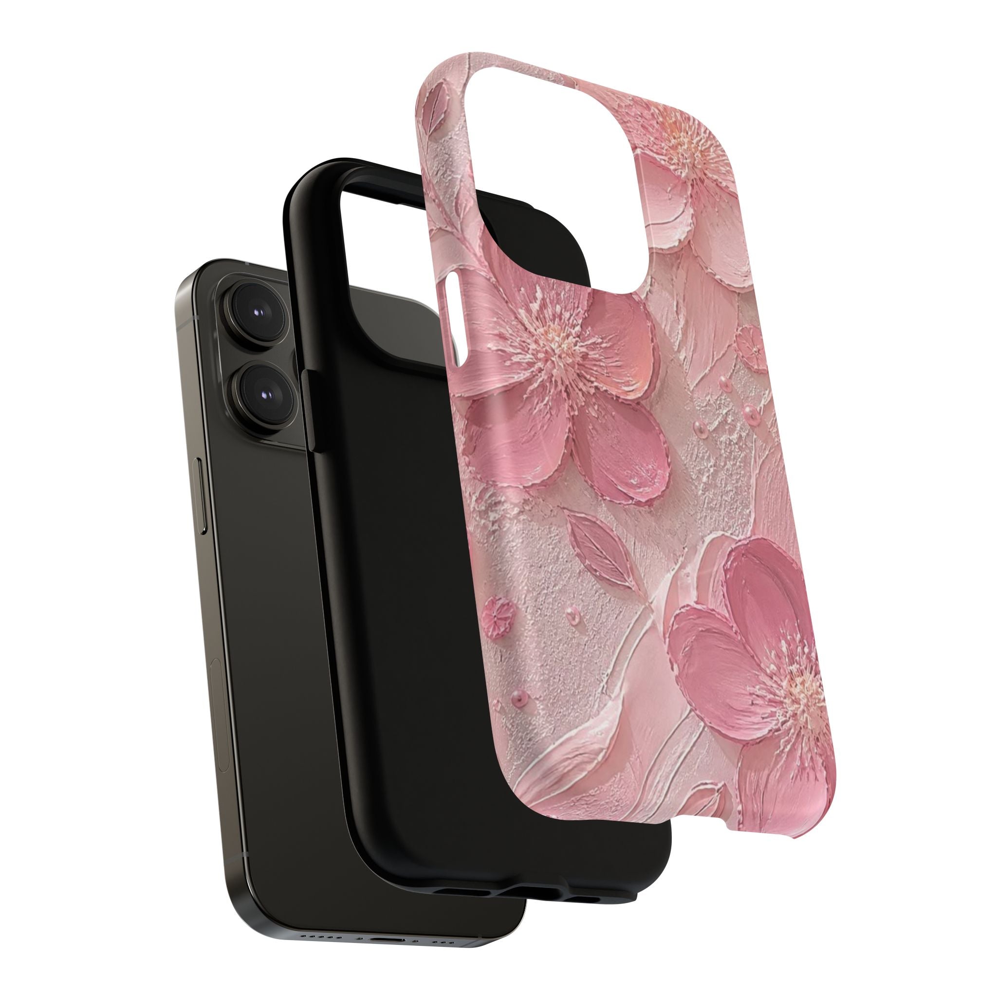 Pink Floral Tough Magnetic Phone Case — 3D Blossom Protective Cover