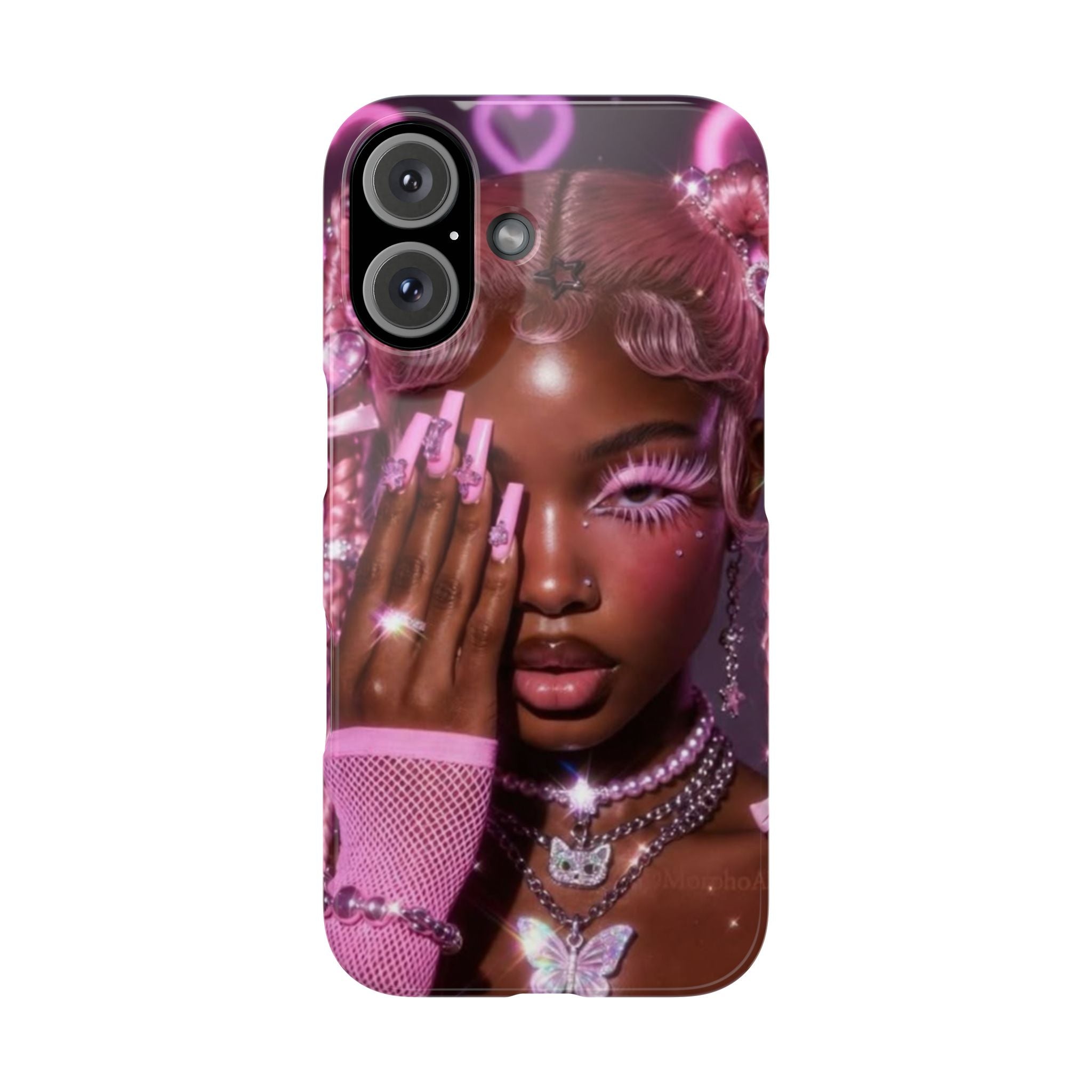 Pink Glam Slim Phone Case — Butterfly Jewels Fashion iPhone Cover