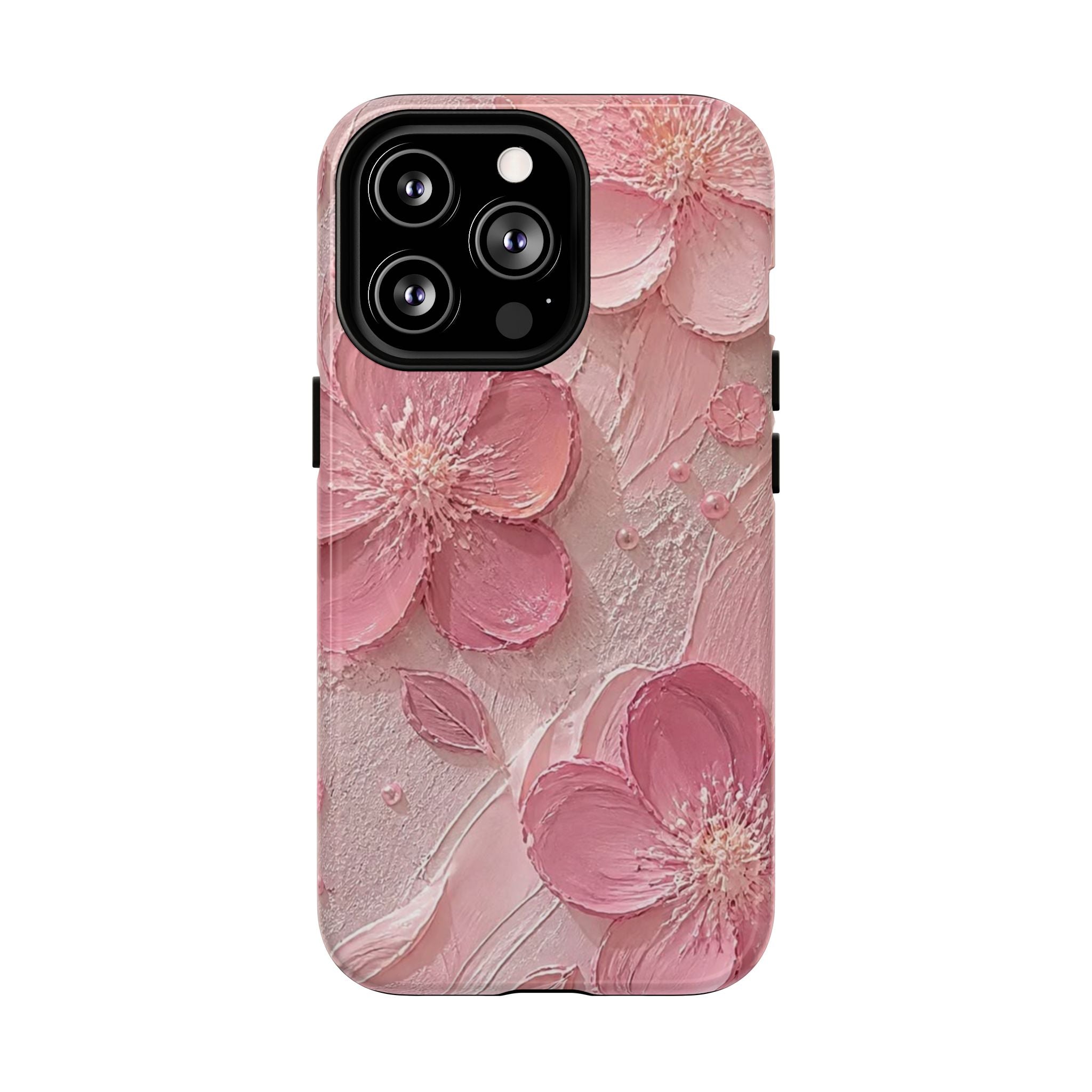 Pink Floral Tough Magnetic Phone Case — 3D Blossom Protective Cover