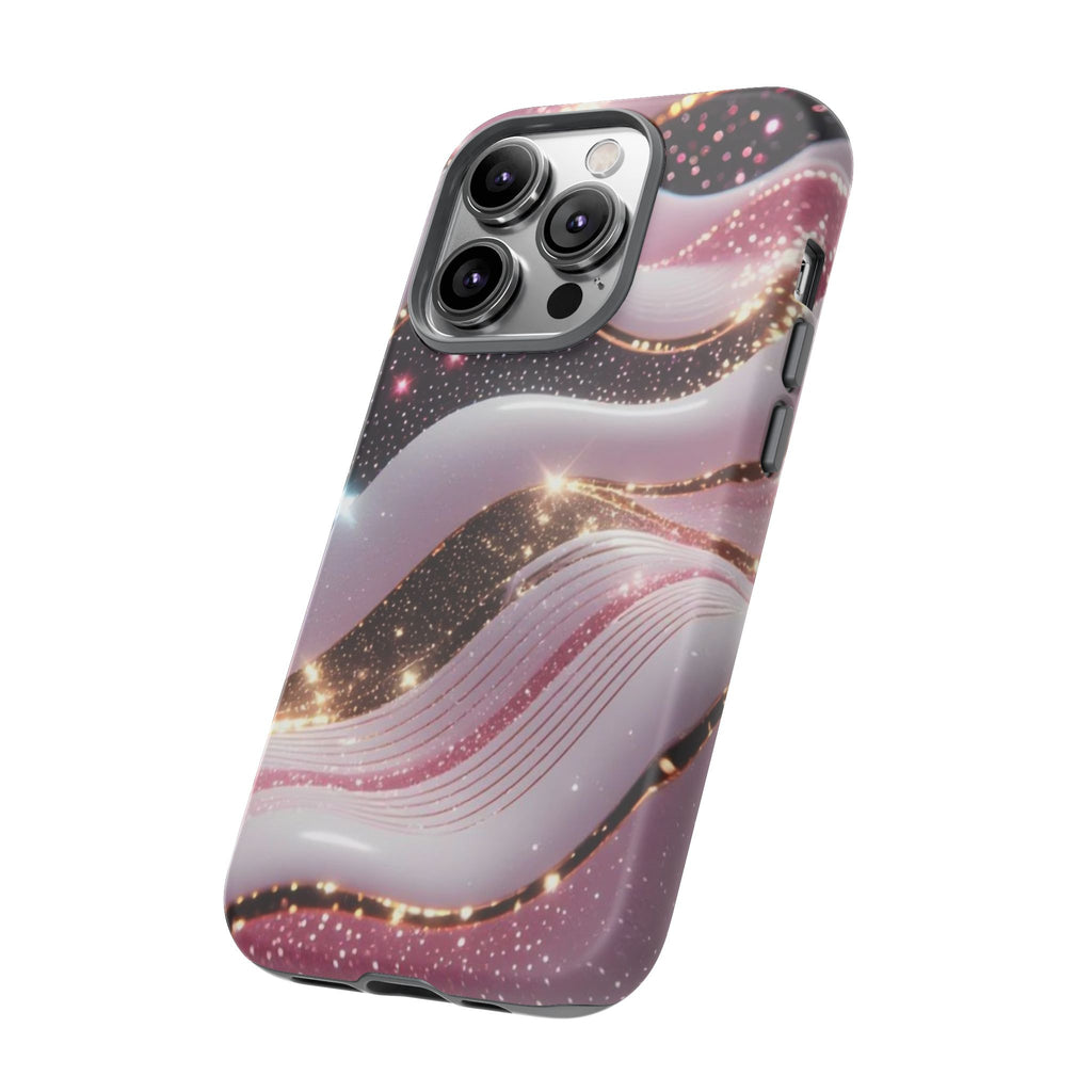 Sparkling Pink Wave Phone Case — Glitter Marble Protective Cover