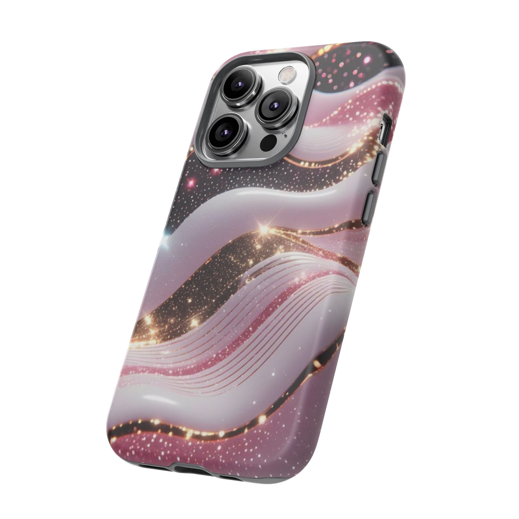 Sparkling Pink Wave Phone Case — Glitter Marble Protective Cover