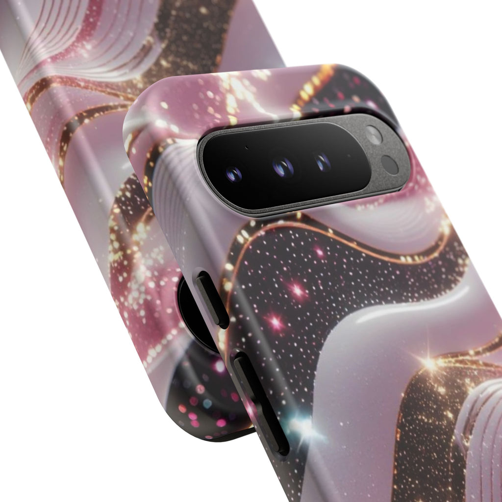Sparkling Pink Wave Phone Case — Glitter Marble Protective Cover